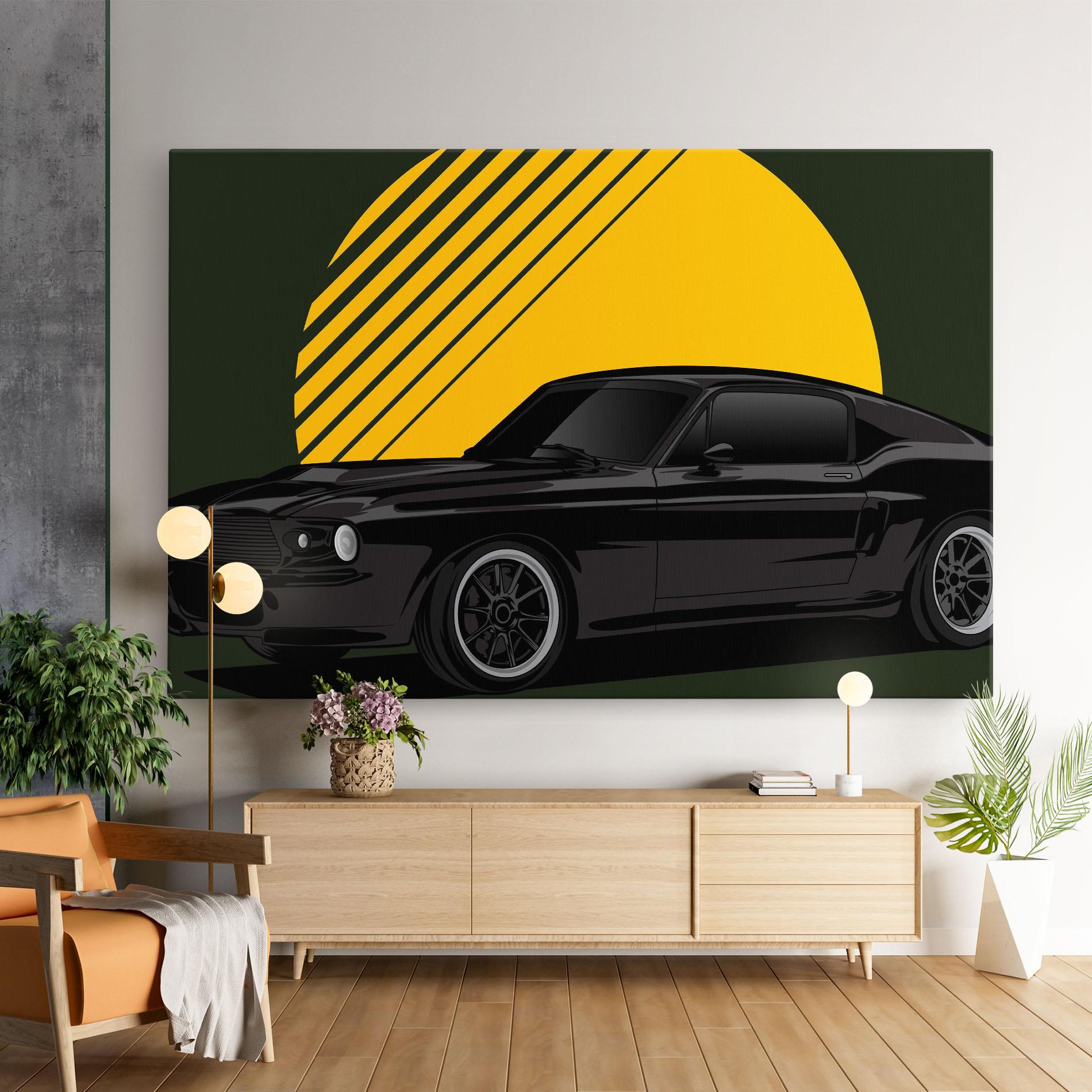 Leinwandbild Black Car Sun mockup 9