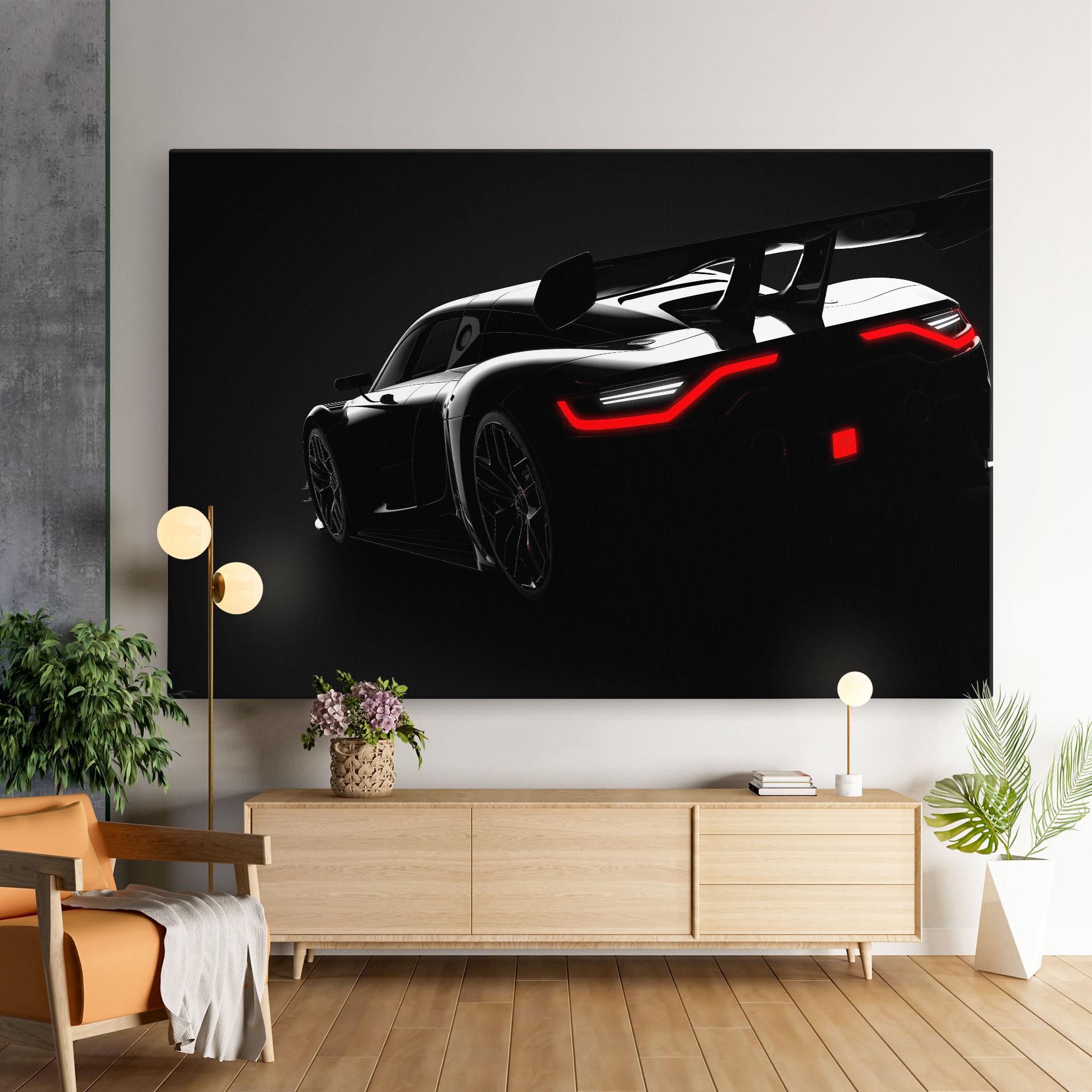 Leinwandbild Black Hypercar Car mockup 9