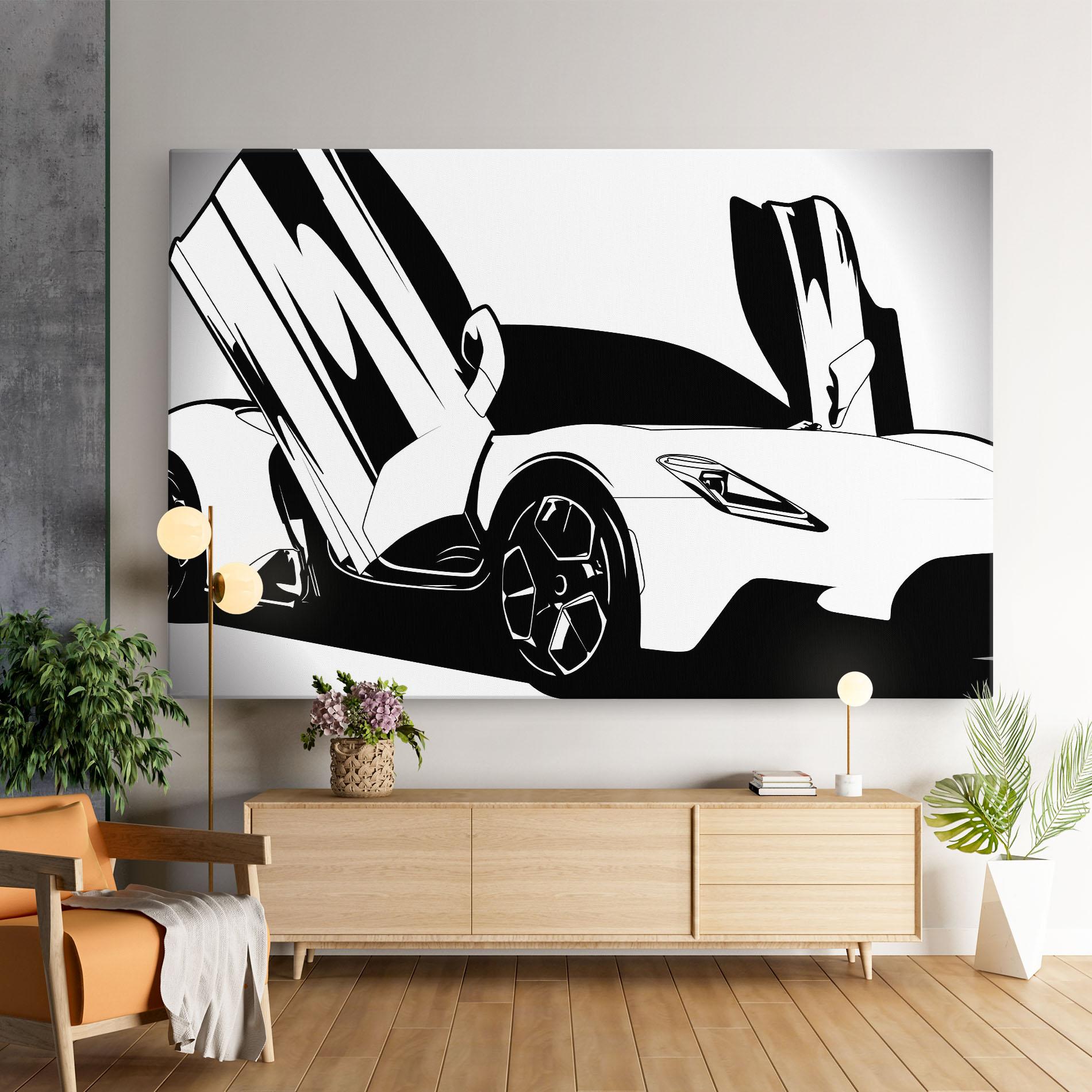 Leinwandbild Black White Car mockup 9