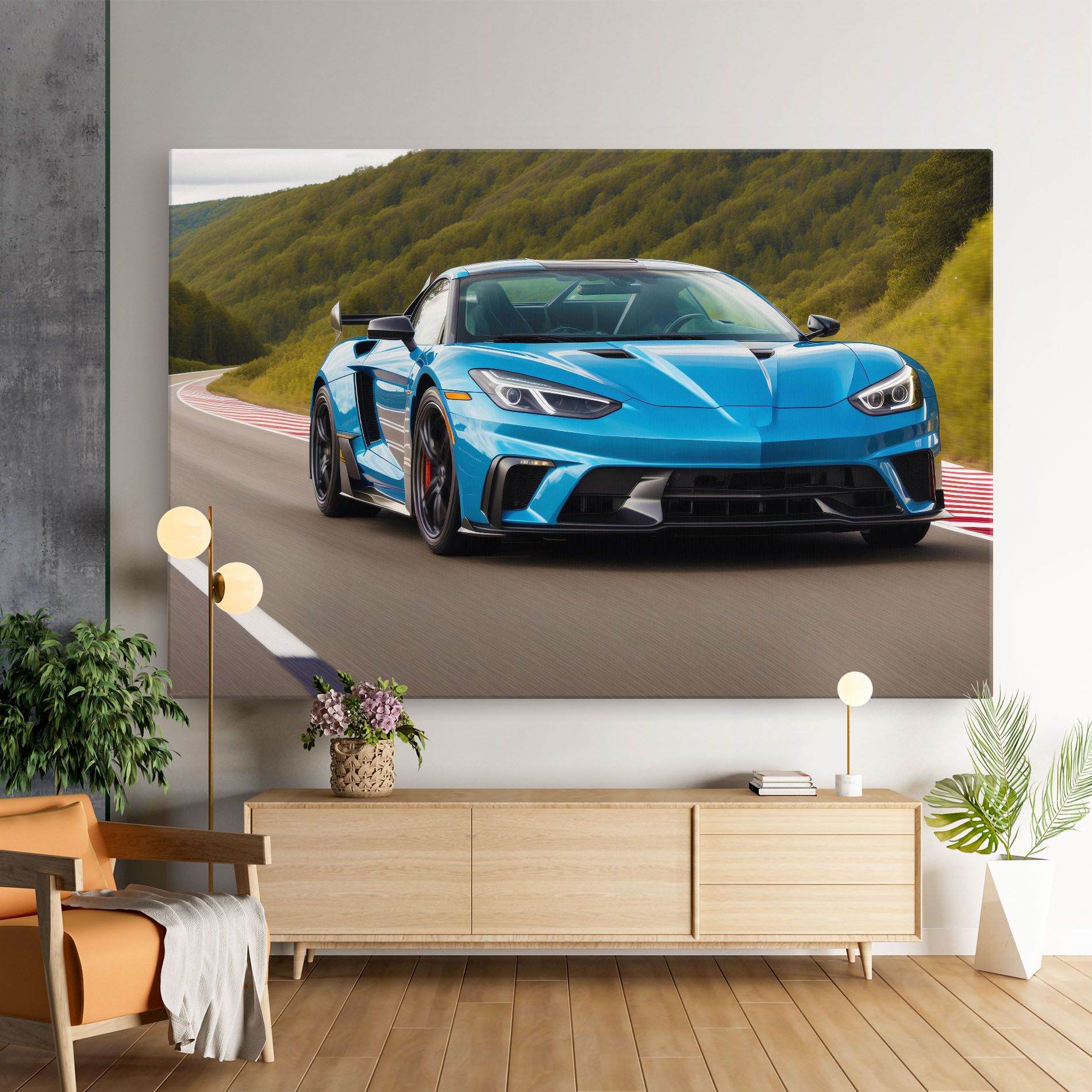 Blue Sport Car mockup 9