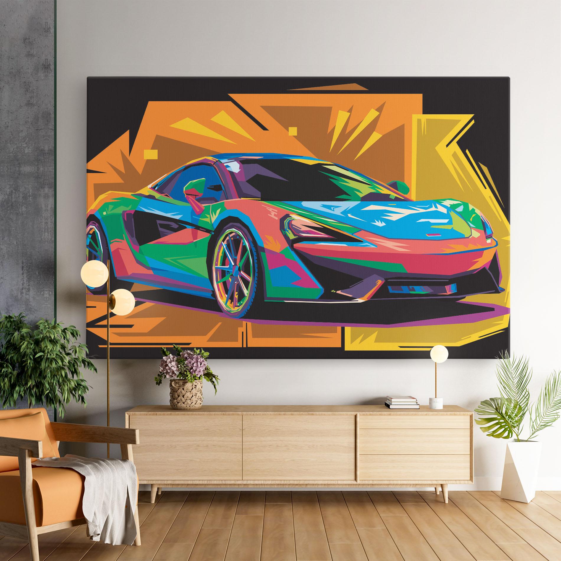 Leinwandbild Colorful Sport Car mockup 9