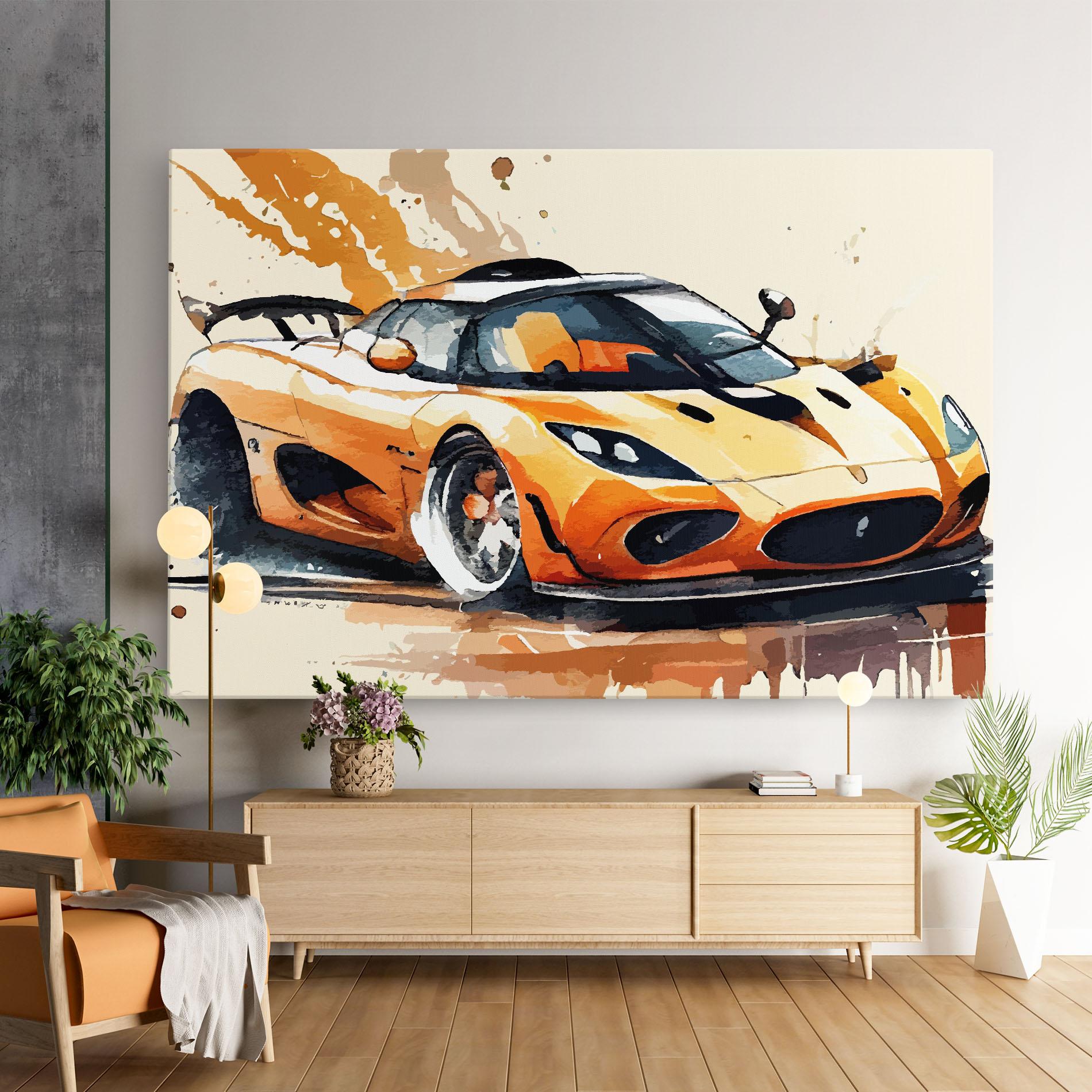 Leinwandbild Orange Paint Car mockup 9