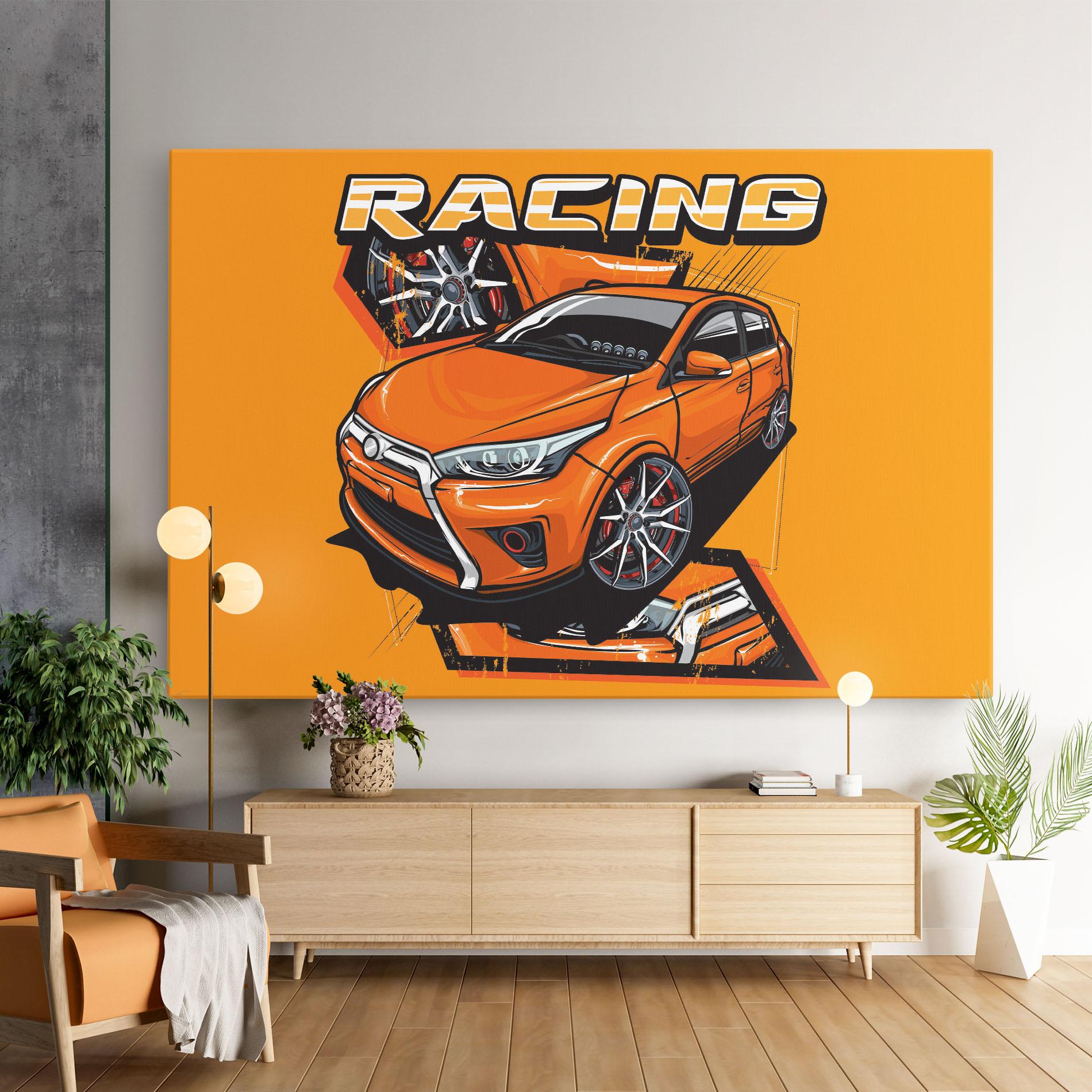 Leinwandbild Racing Orange Car mockup 9