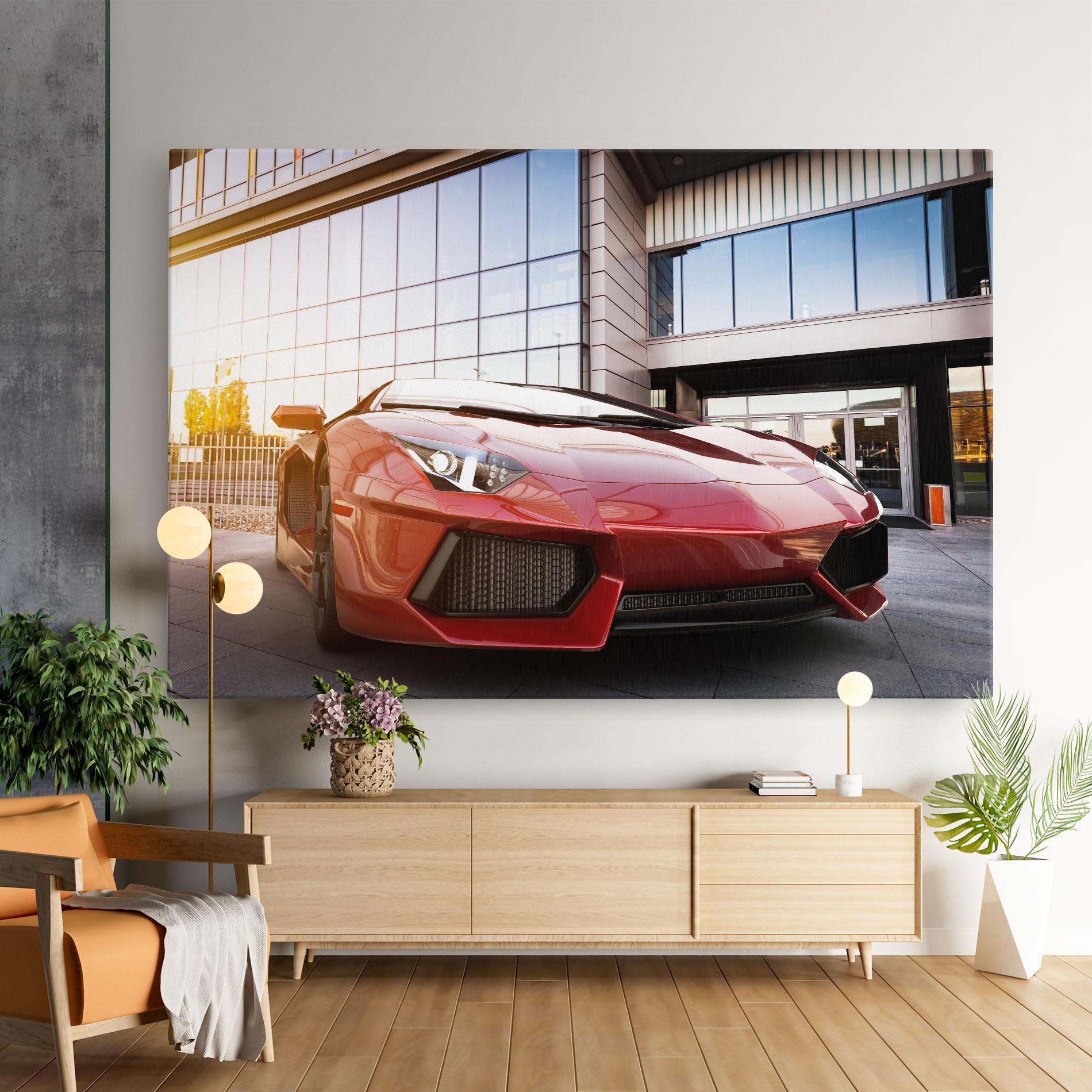 Leinwandbild Red Lambo Outside mockup 9