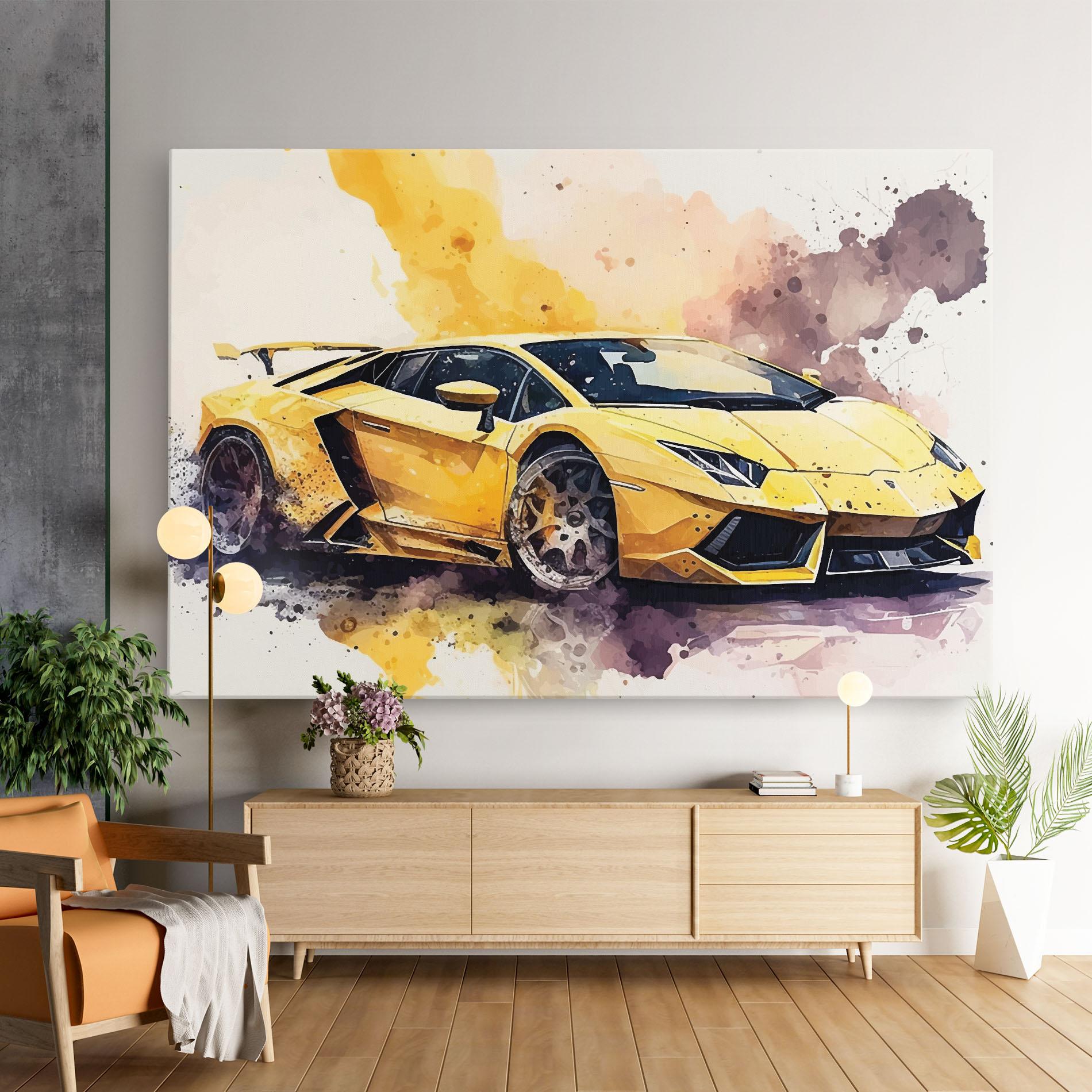 Leinwandbild Watercolor Sport Car mockup 9