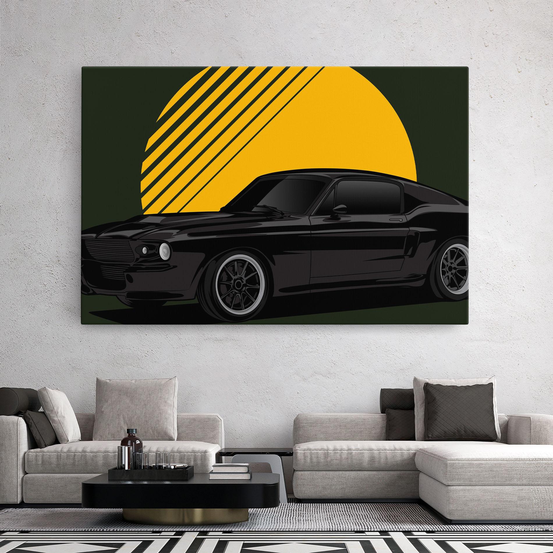 Leinwandbild Black Car Sun mockup 2