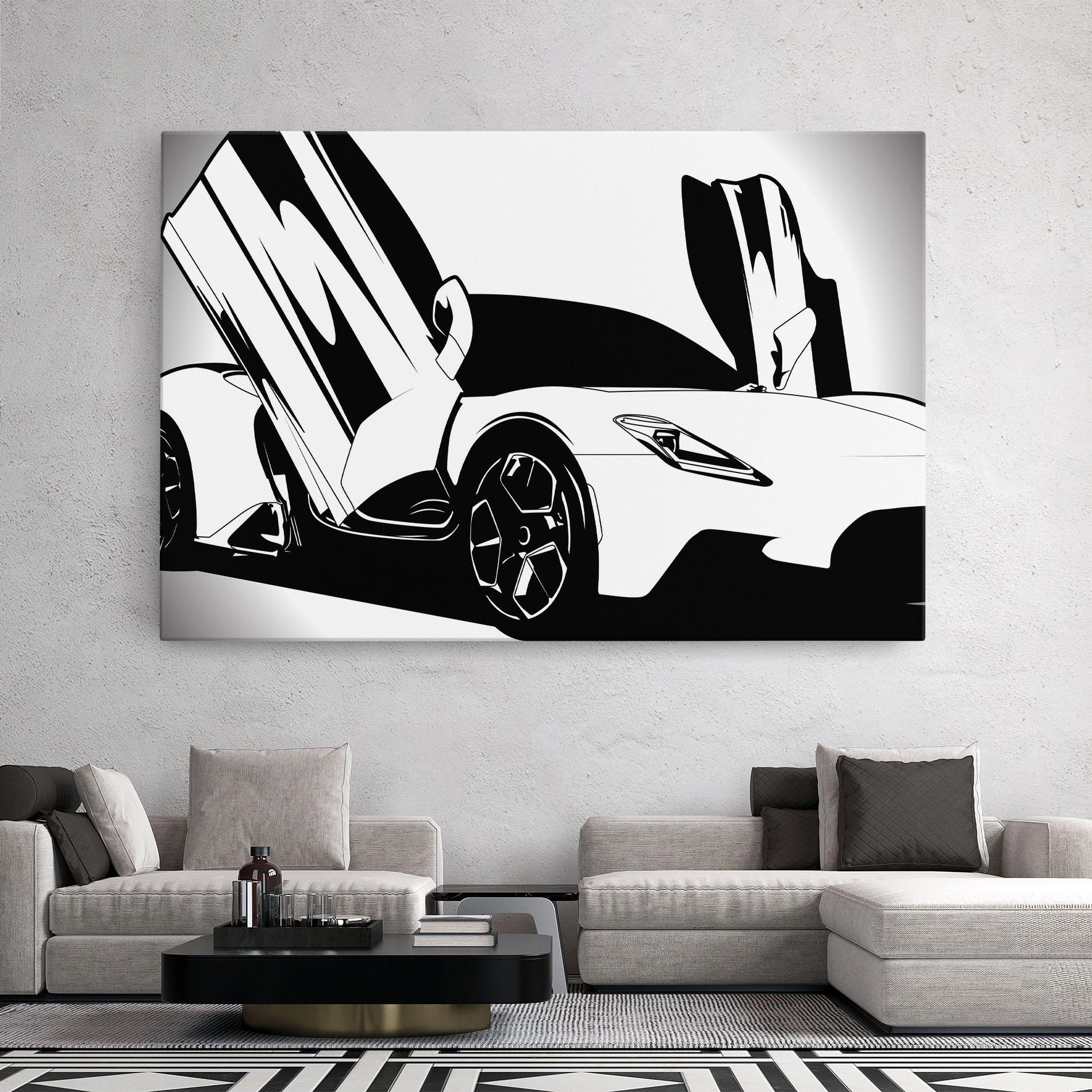Leinwandbild Black White Car mockup 2