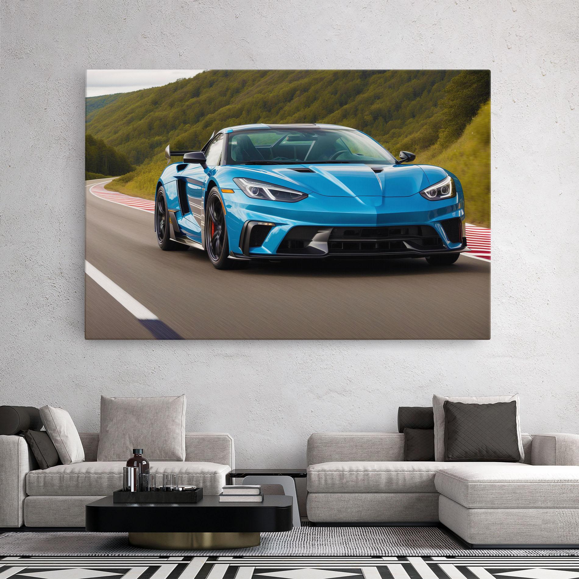 Leinwandbild Blue Sport Car mockup 2