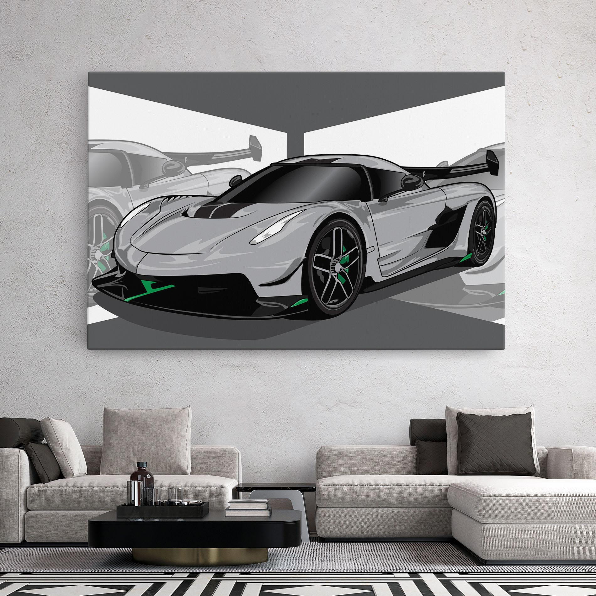 Leinwandbild Grey Sport Car mockup 2