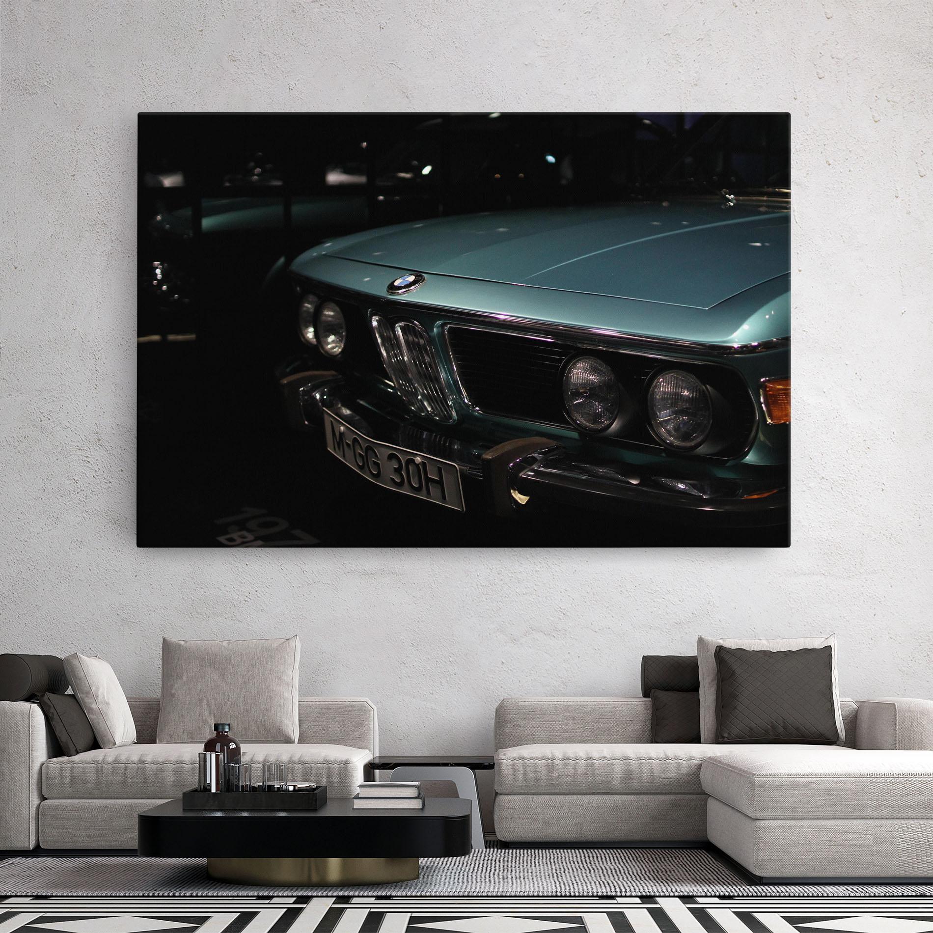 Leinwandbild Old Bmw Headlight mockup 2