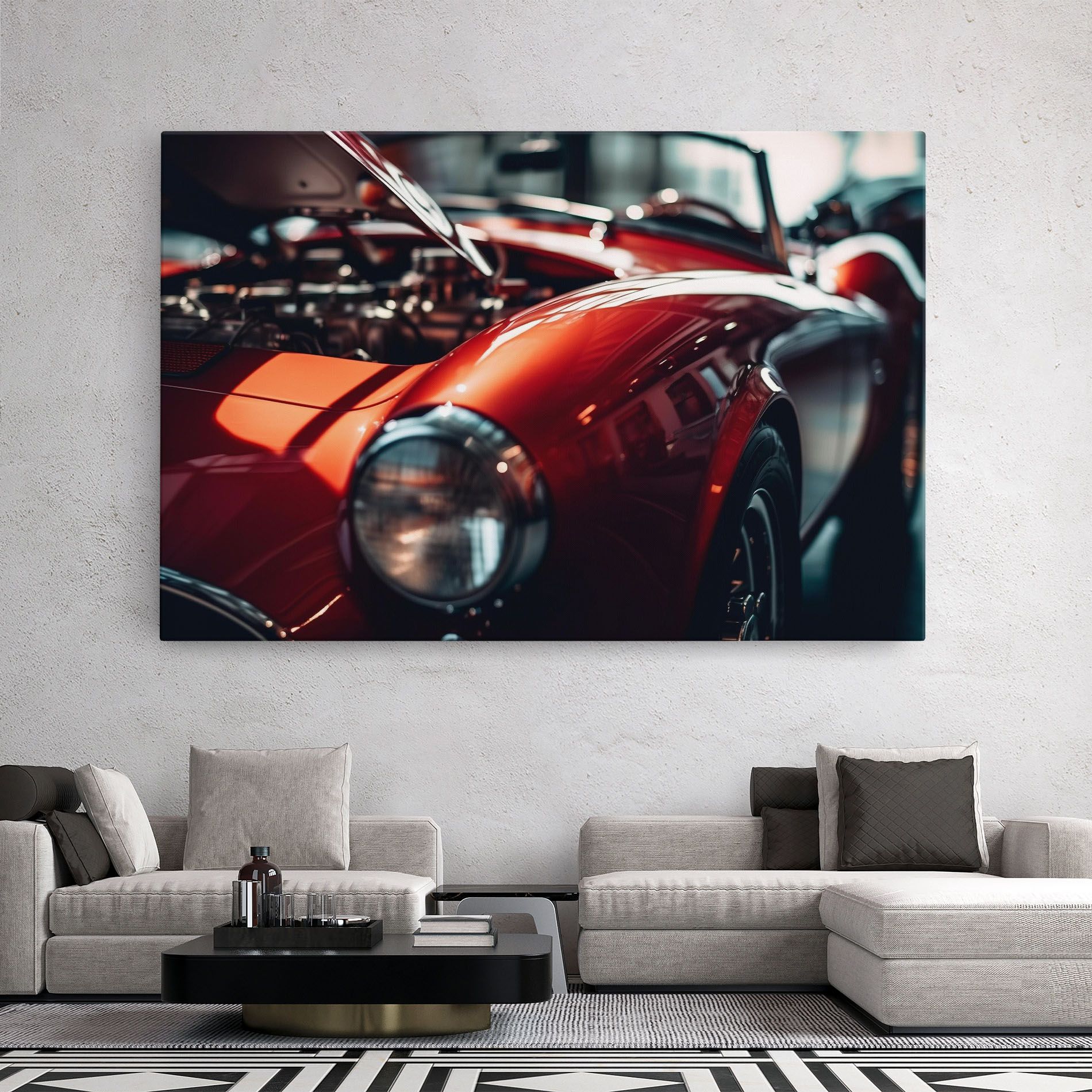 Old Vintage Red Car mockup 2