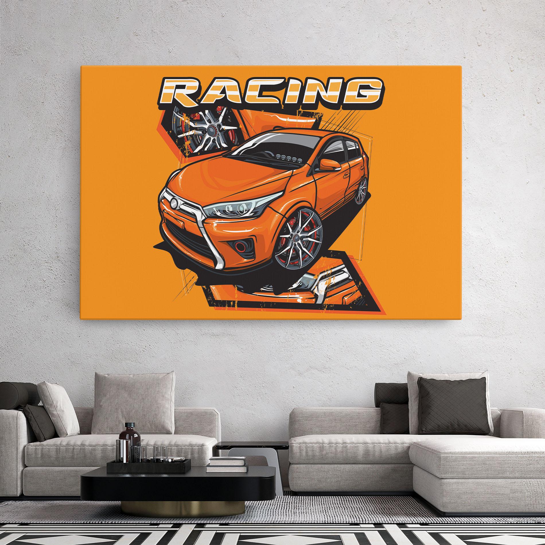 Leinwandbild Racing Orange Car mockup 2
