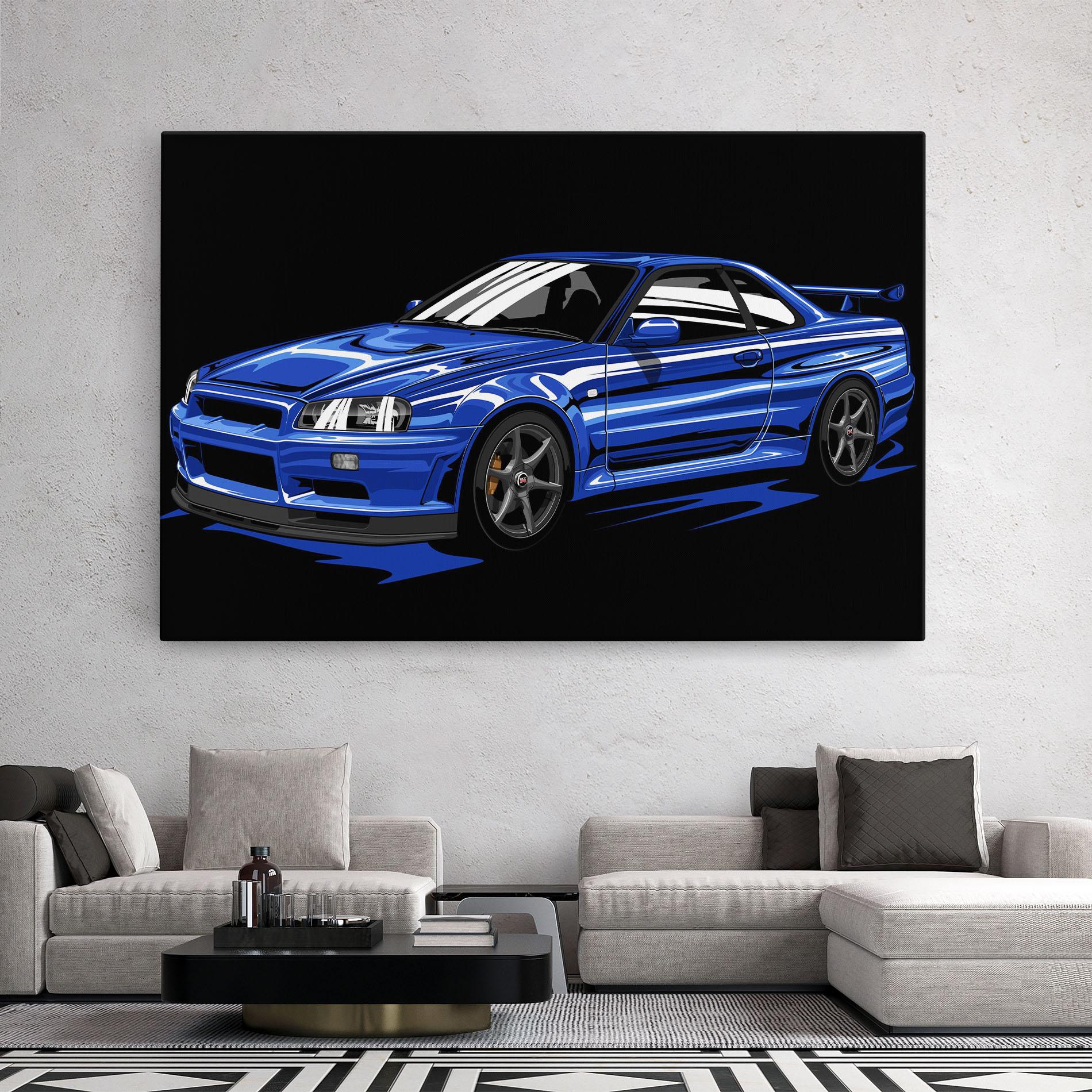 Leinwandbild Sport Blue Car mockup 2