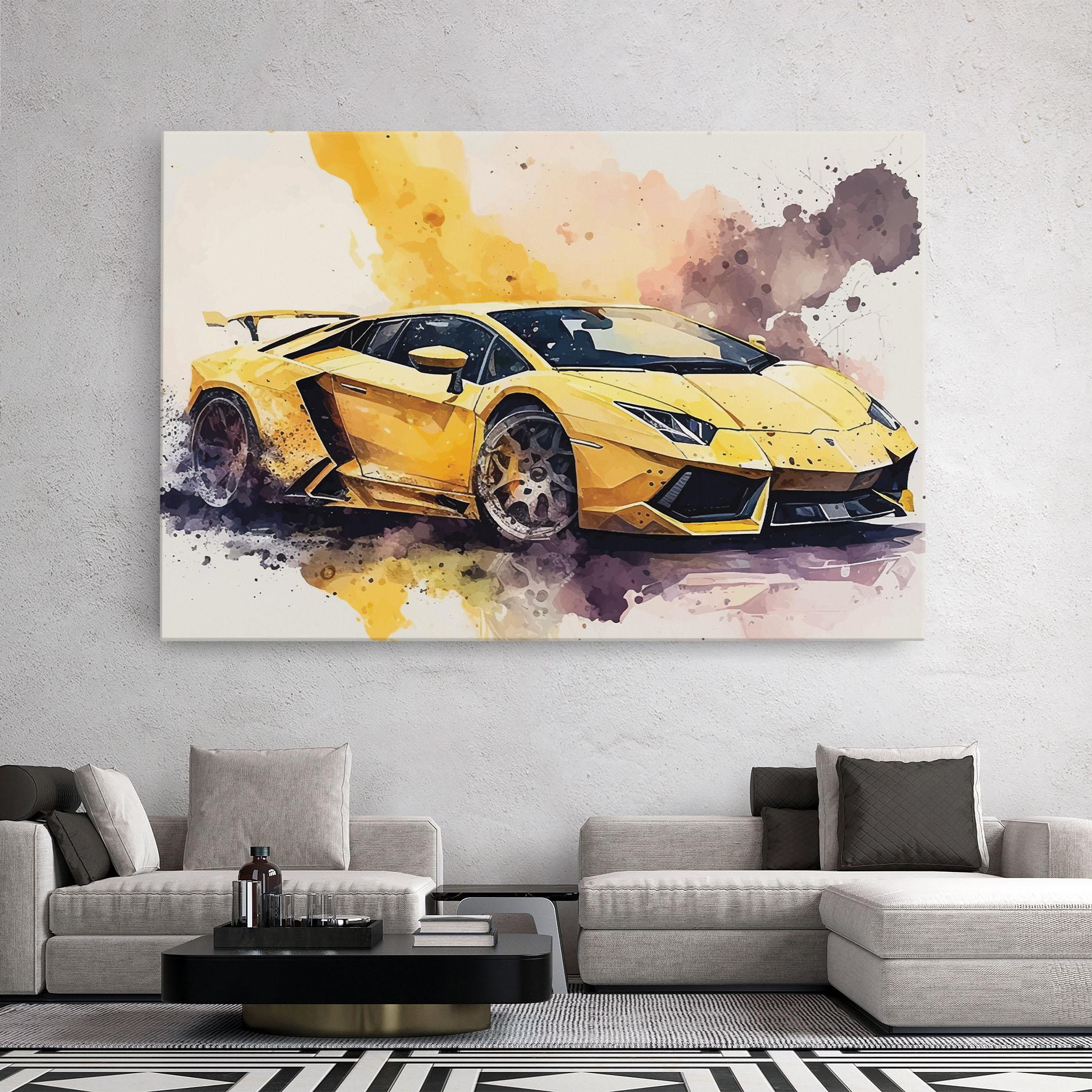 Leinwandbild Watercolor Sport Car mockup 2