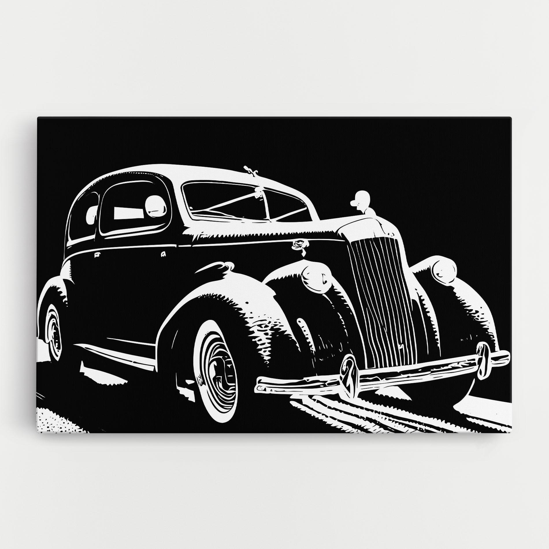 Leinwandbild Old Car Shilouette mockup 0