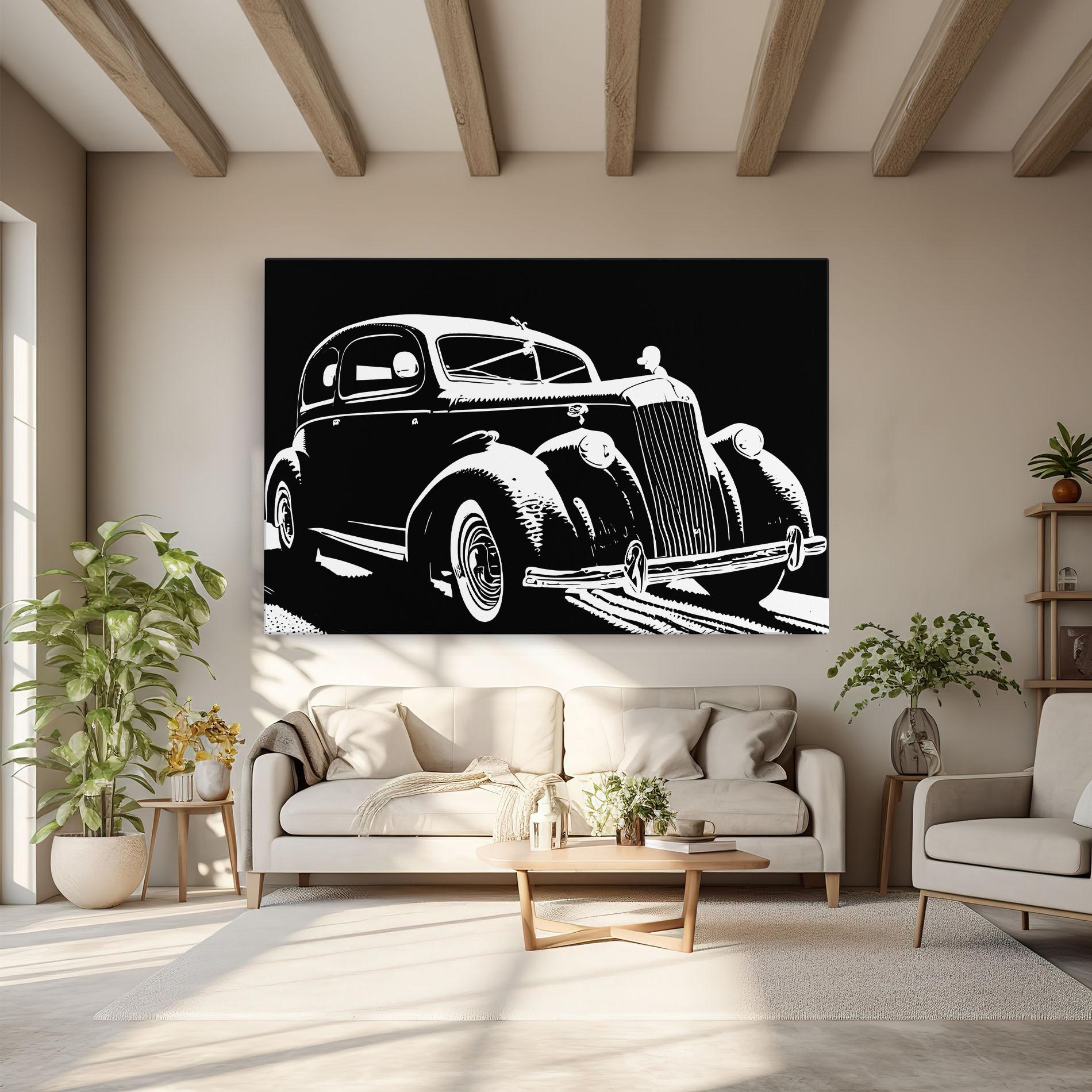 Leinwandbild Old Car Shilouette mockup 6