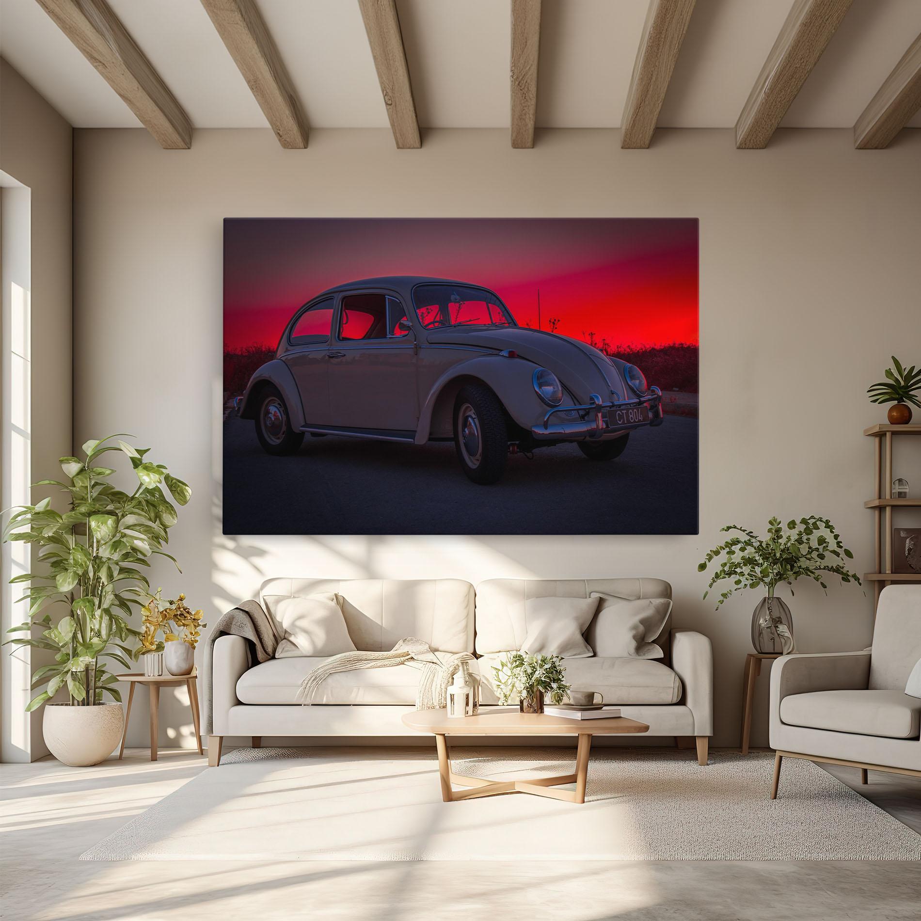 Leinwandbild Old Car Sunset mockup 6