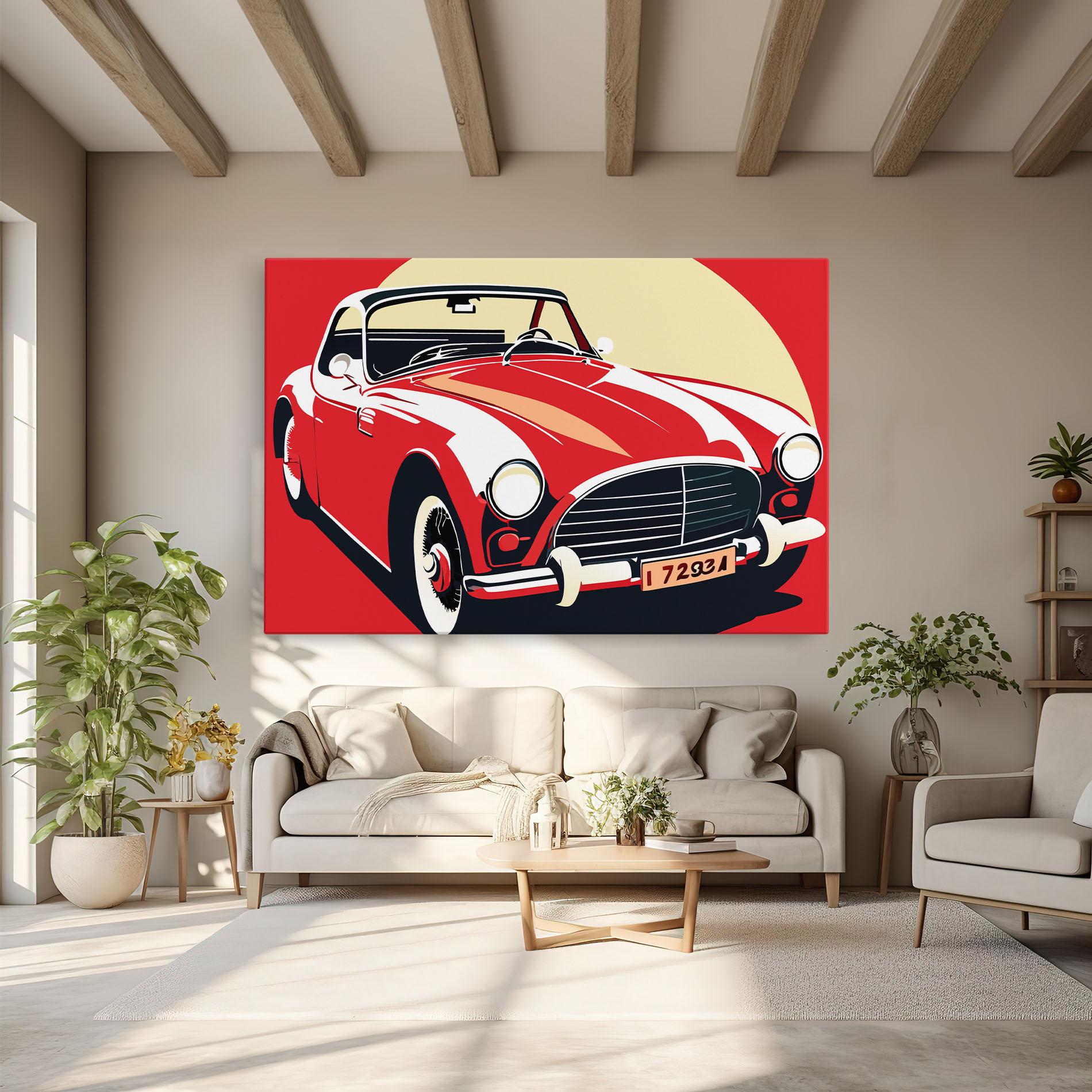 Leinwandbild Red Vintage Car mockup 6