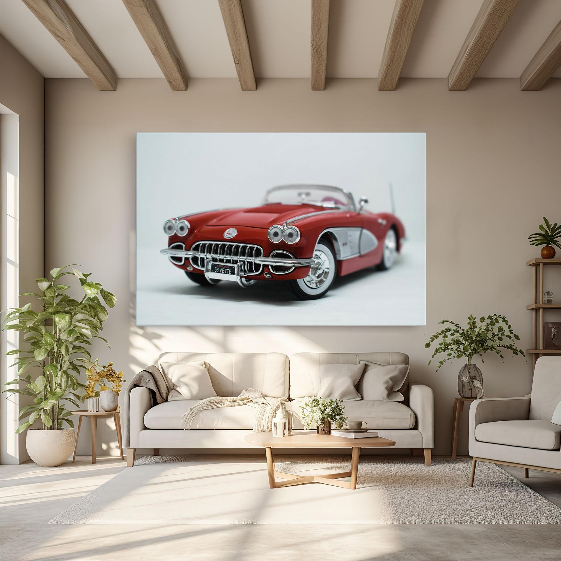 Leinwandbild Vintage Red Car mockup 6