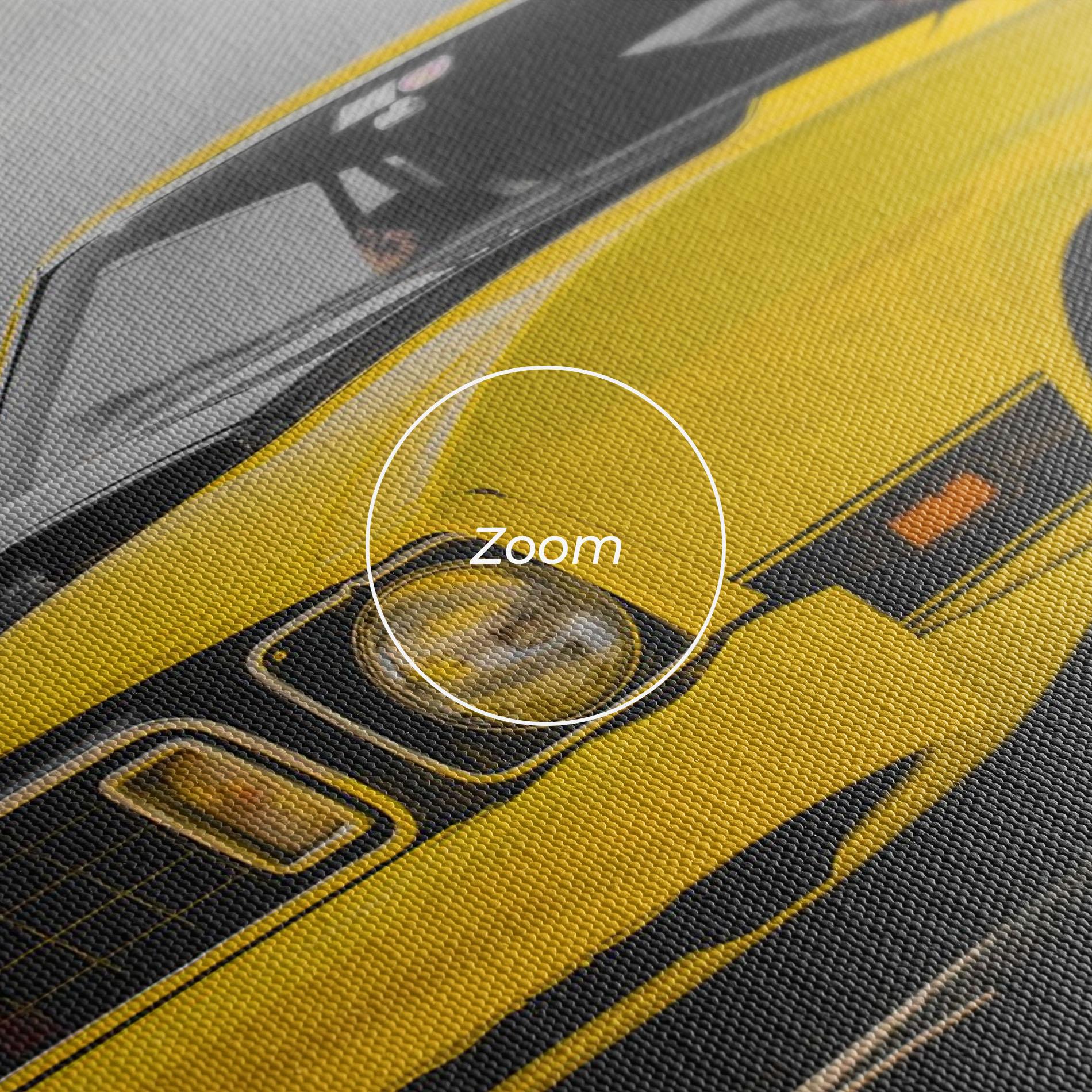 Leinwandbild Vintage Yellow Car mockup 3