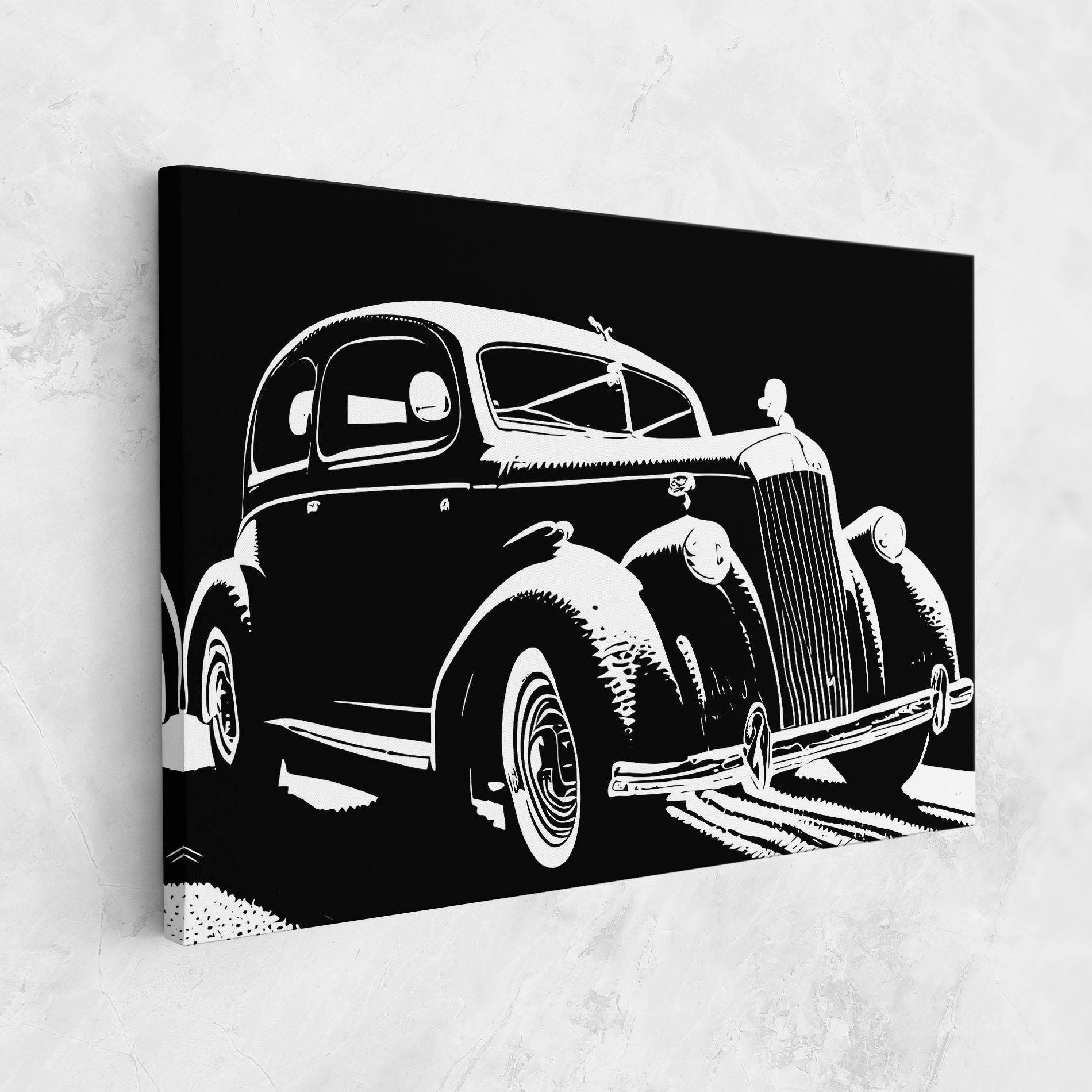 Leinwandbild Old Car Shilouette mockup 1