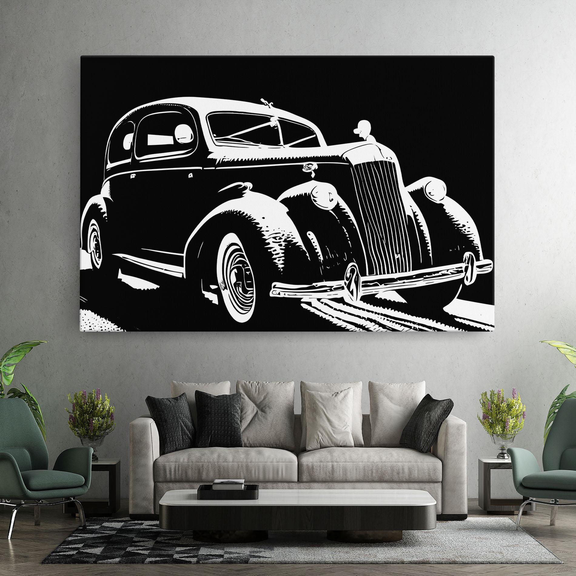 Leinwandbild Old Car Shilouette mockup 7