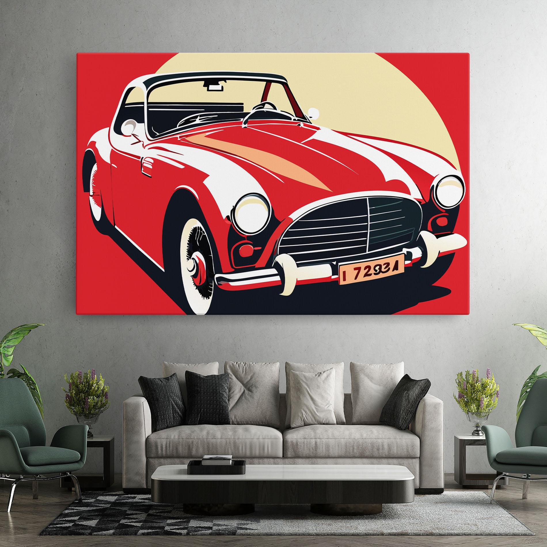 Leinwandbild Red Vintage Car mockup 7