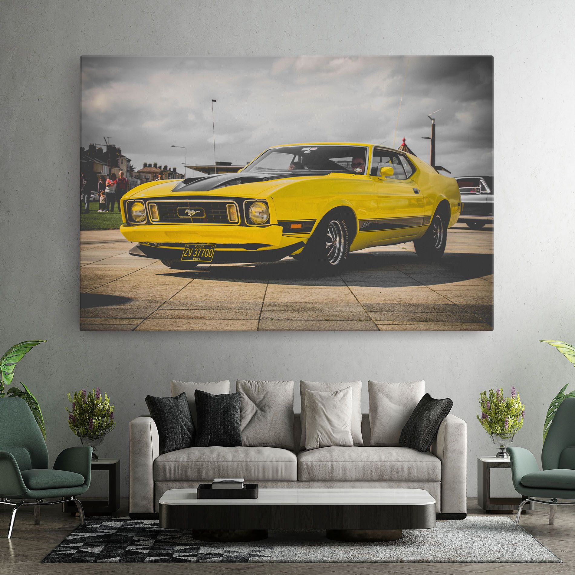 Vintage Yellow Car mockup 7