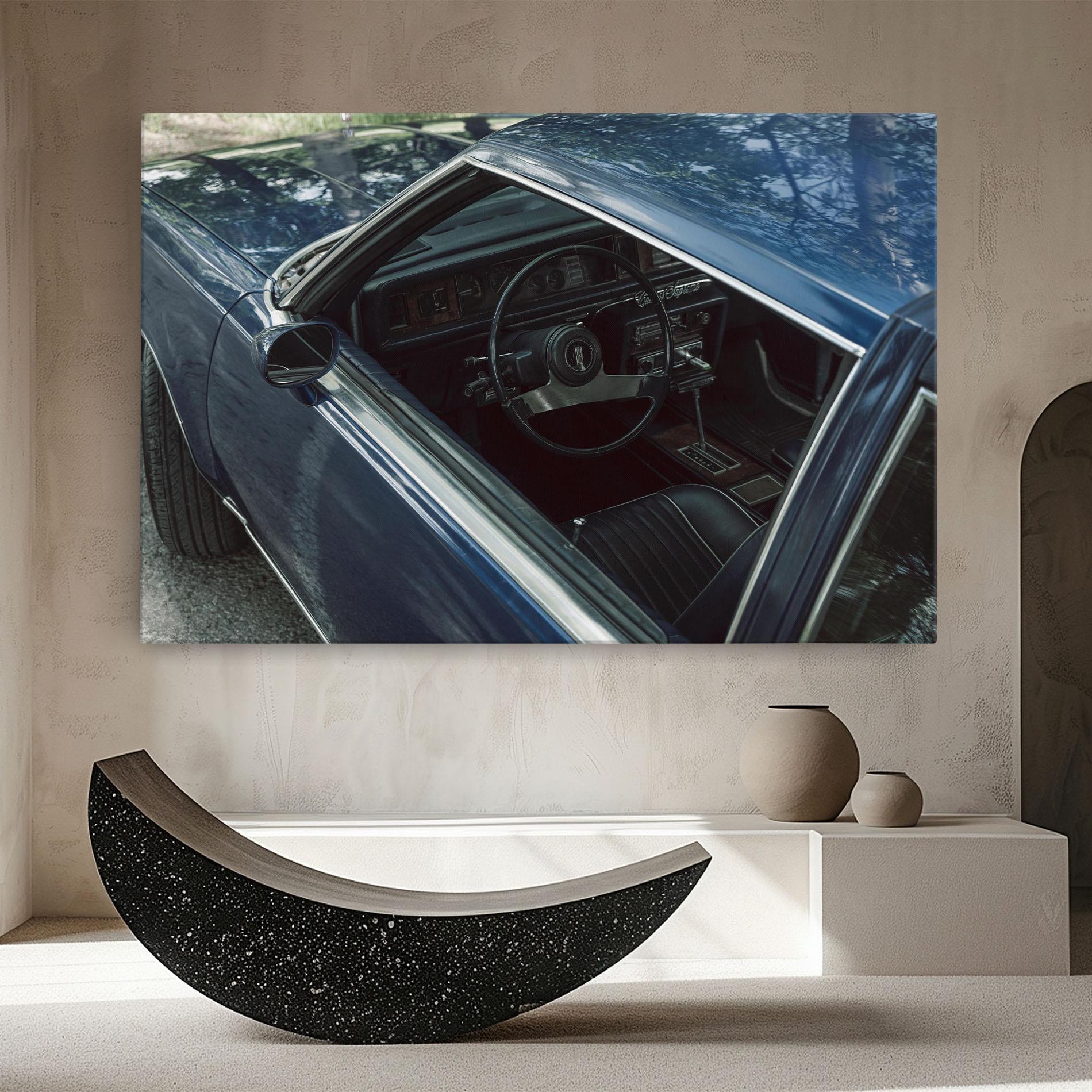 Leinwandbild Old Blue Car mockup 8