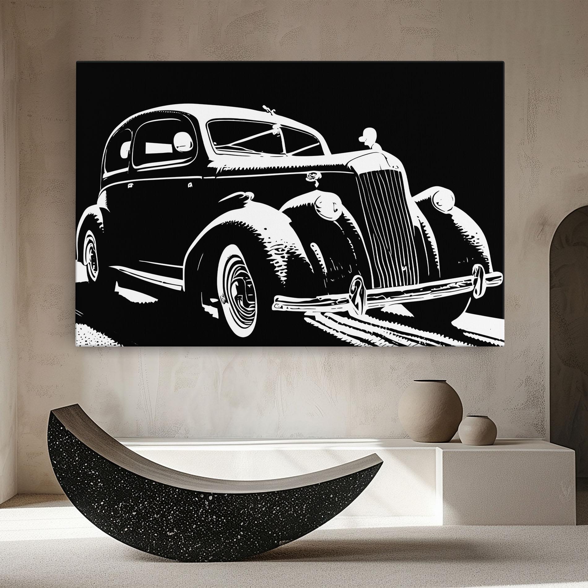 Leinwandbild Old Car Shilouette mockup 8
