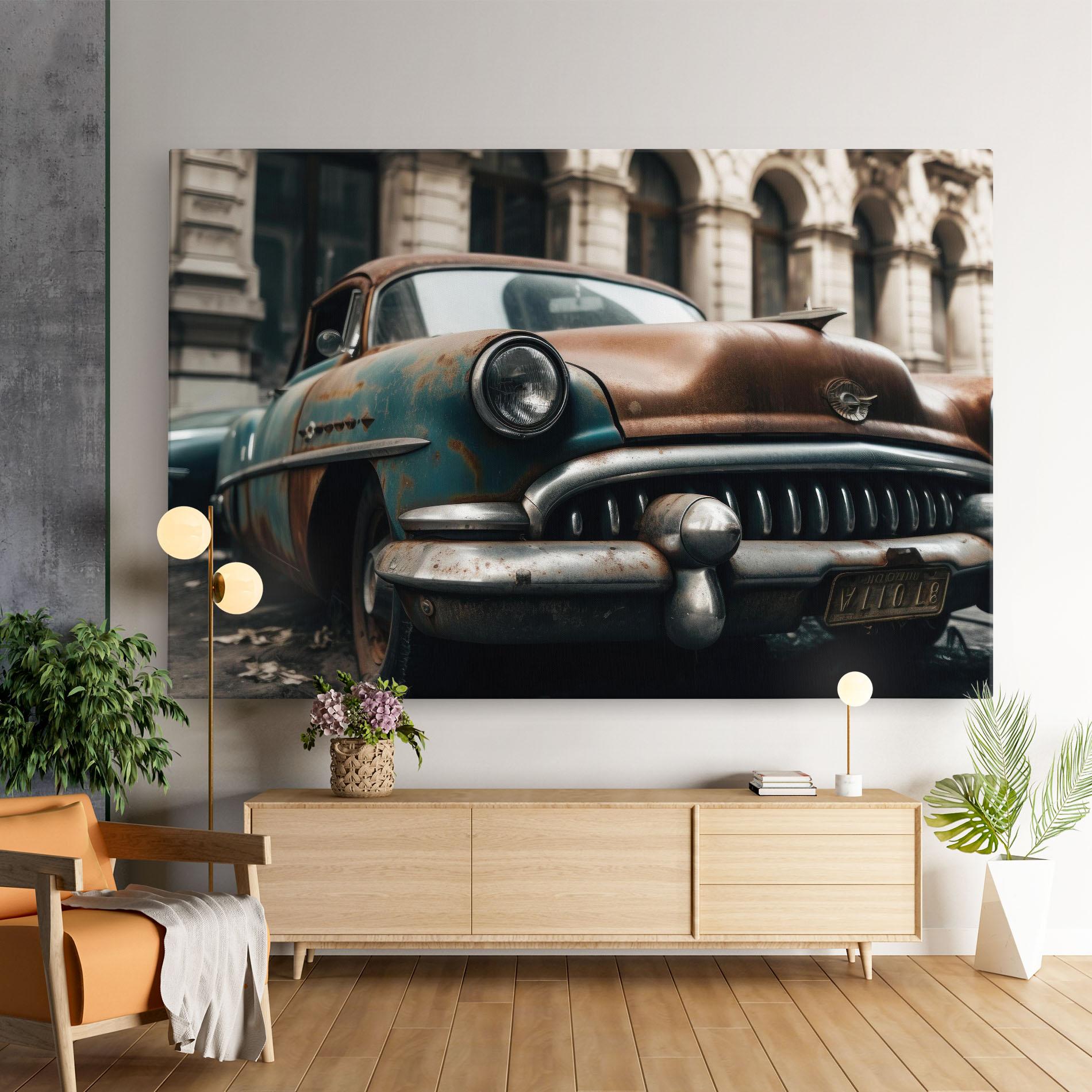 Leinwandbild Old Brown Car mockup 9