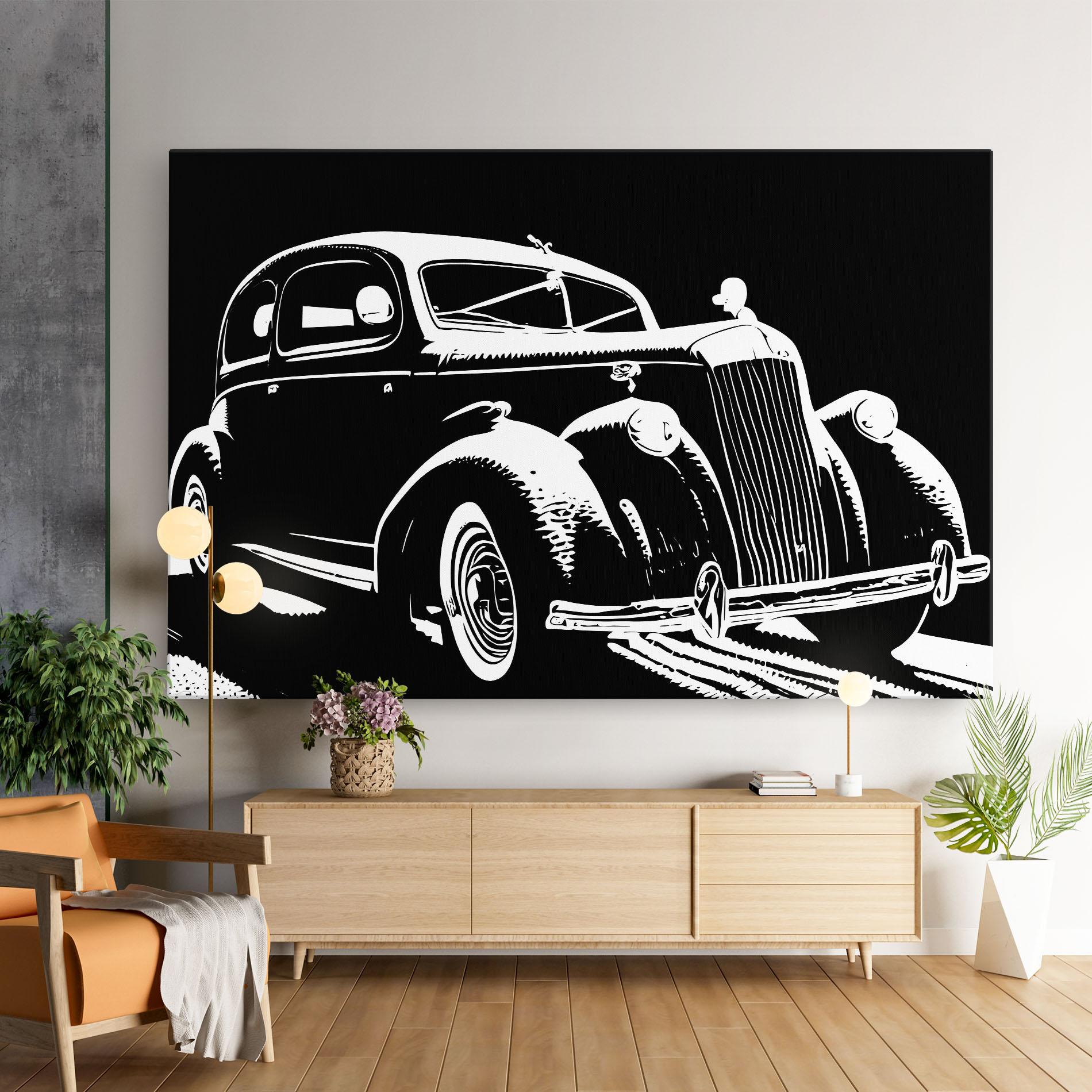 Leinwandbild Old Car Shilouette mockup 9