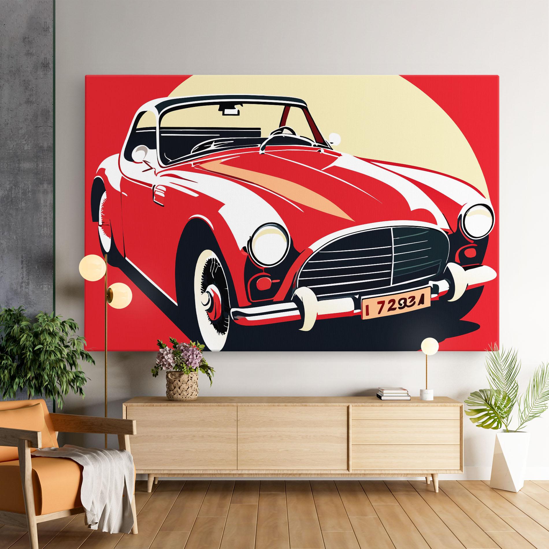 Leinwandbild Red Vintage Car mockup 9