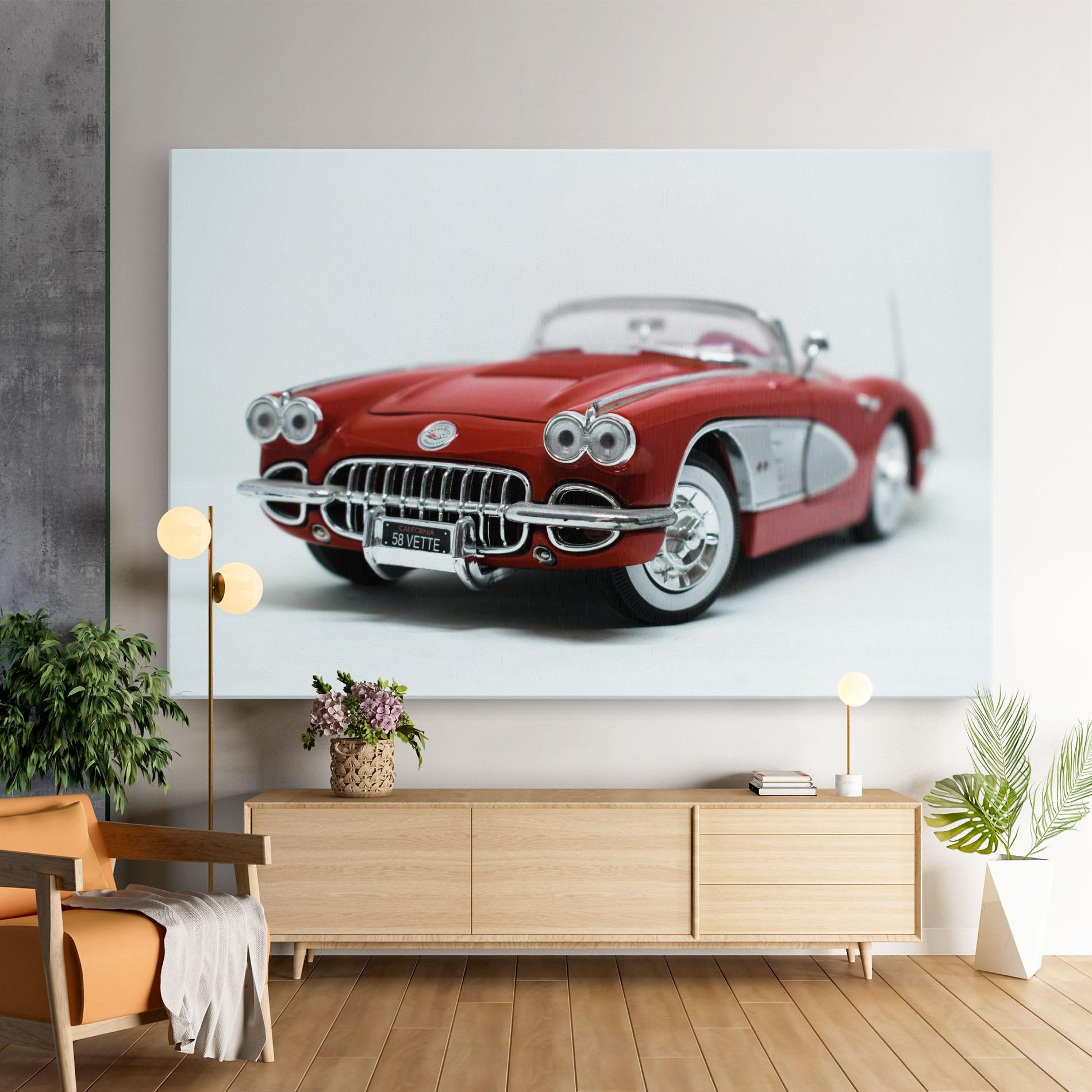 Leinwandbild Vintage Red Car mockup 9