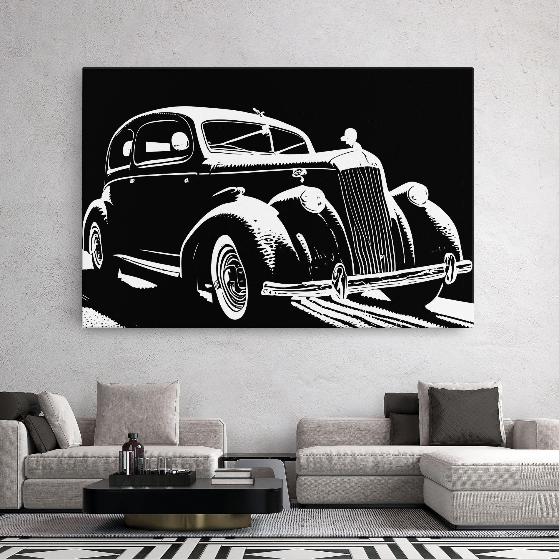 Leinwandbild Old Car Shilouette mockup 2