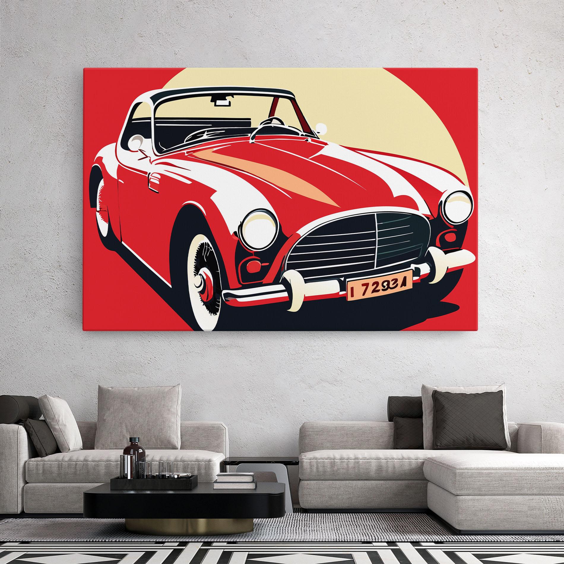 Leinwandbild Red Vintage Car mockup 2
