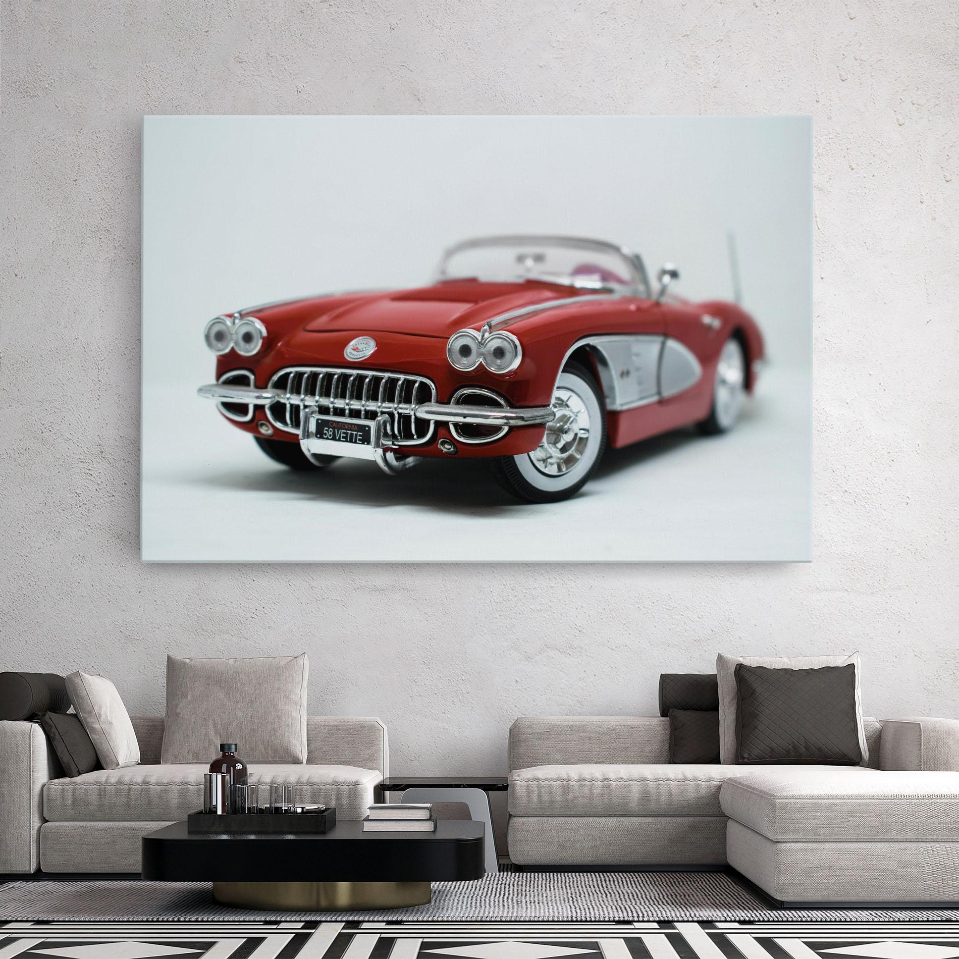 Leinwandbild Vintage Red Car mockup 2