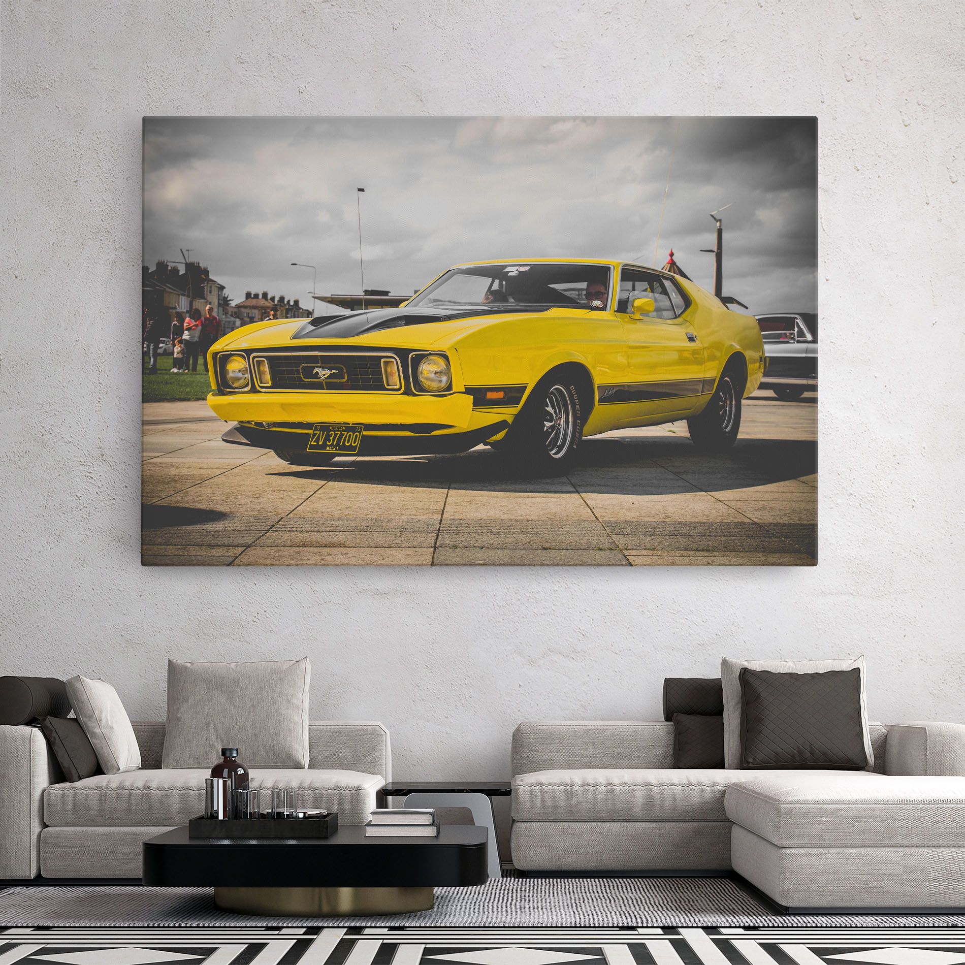 Vintage Yellow Car mockup 2