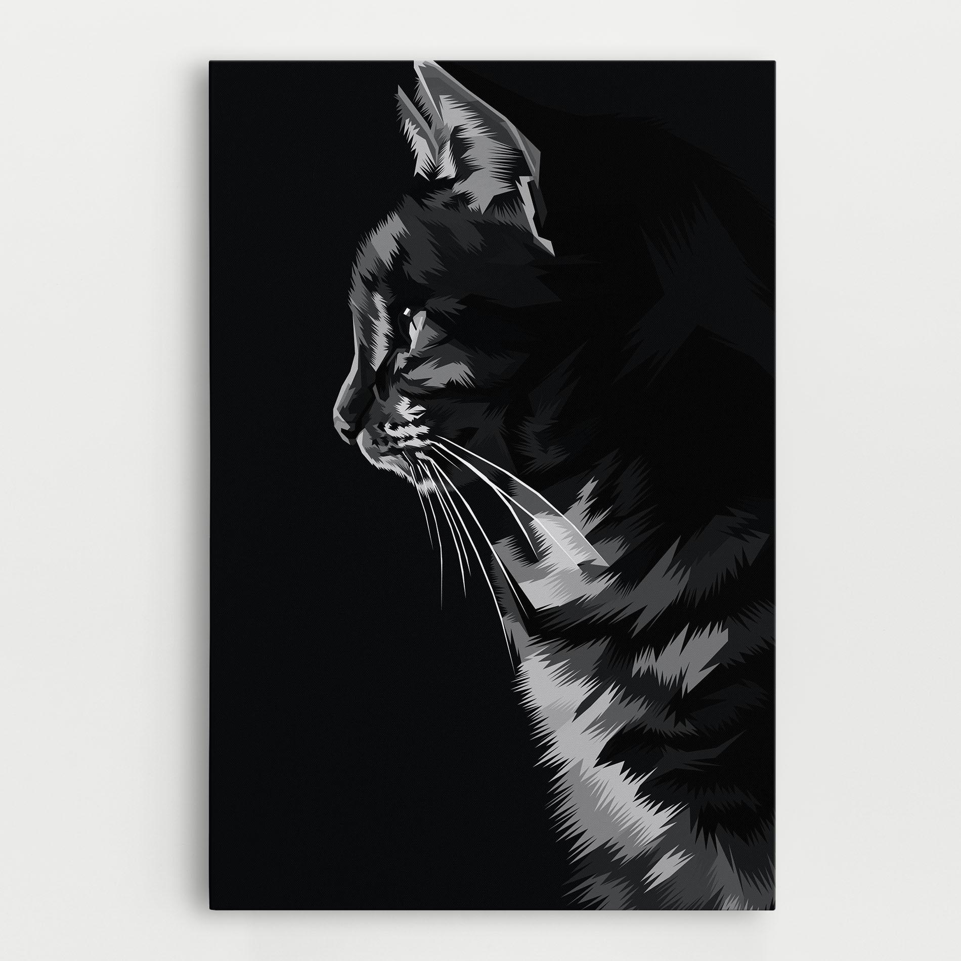 Leinwandbild Black Grey Cat mockup 0