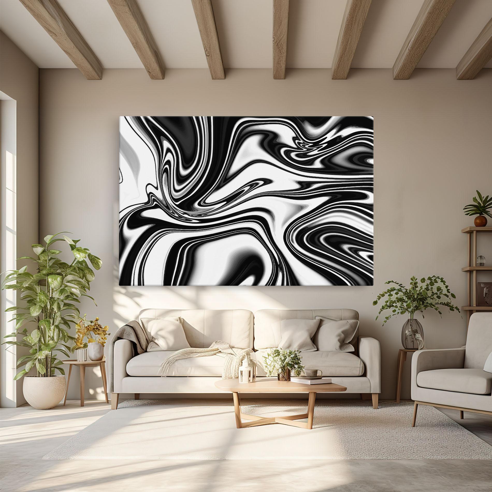 Leinwandbild Black White Liquid mockup 6