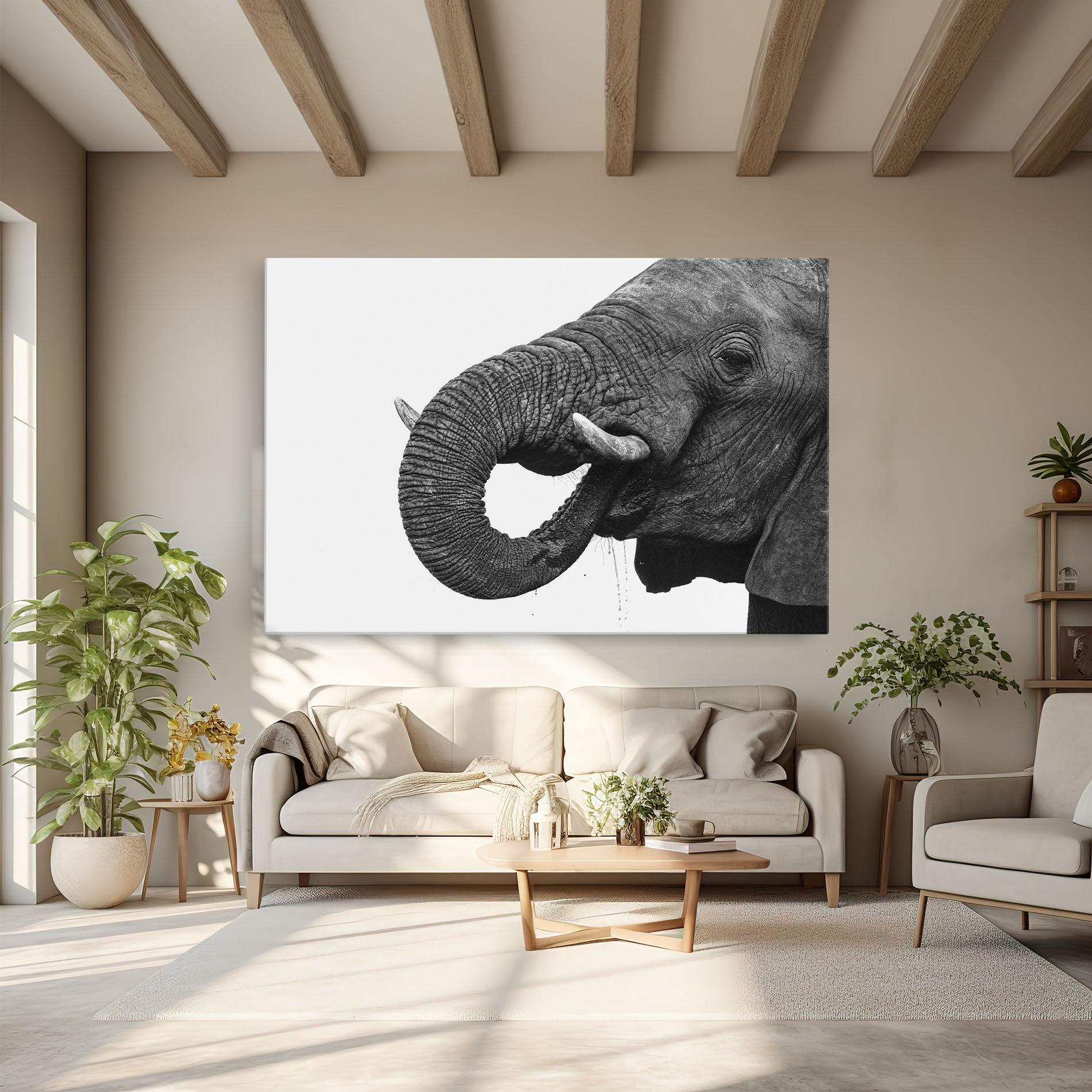 Leinwandbild Elephant Drinking mockup 6