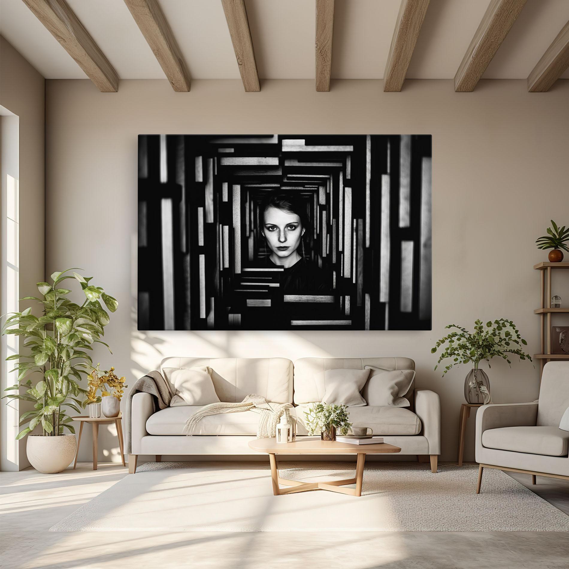 Leinwandbild Tunnel Woman mockup 6