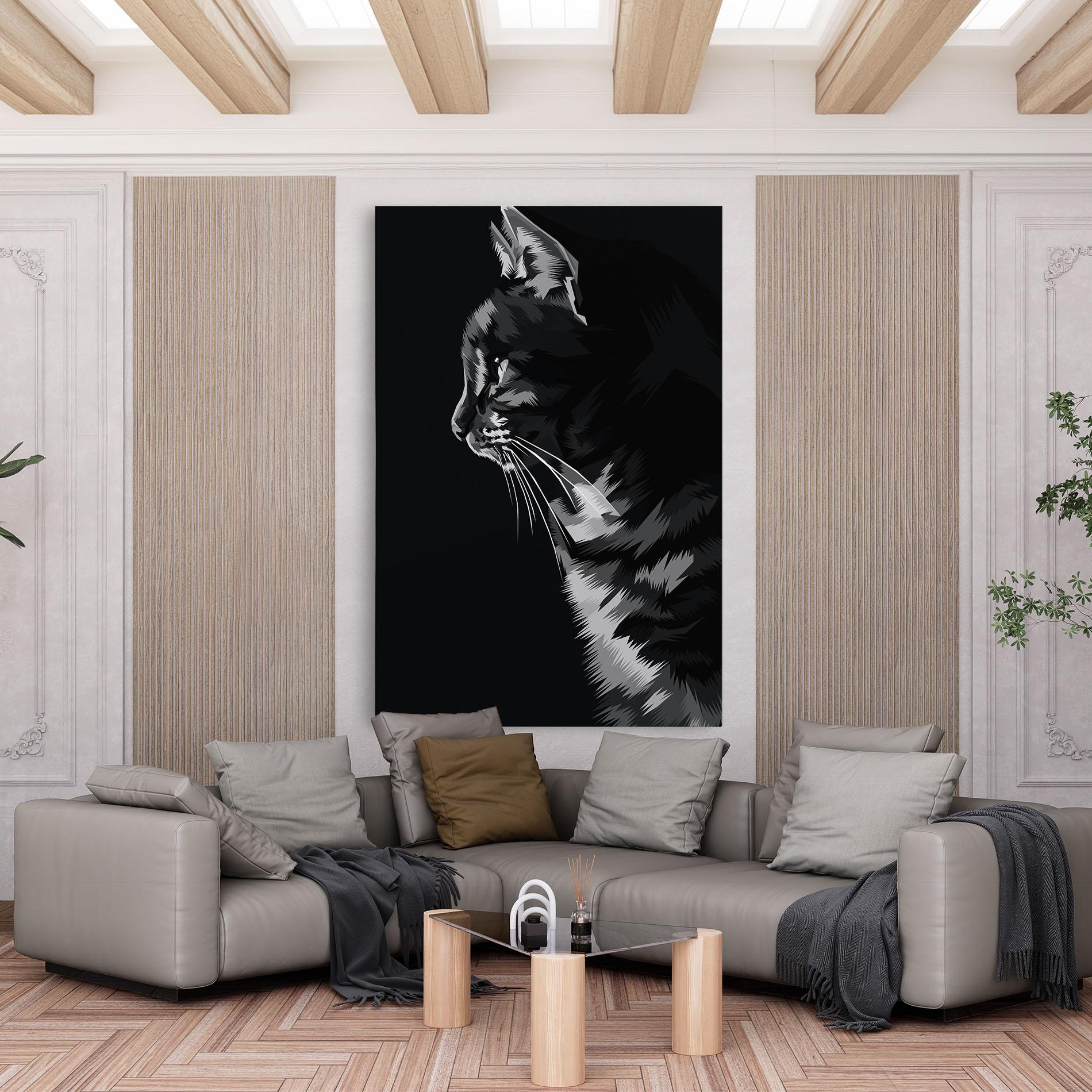 Leinwandbild Black Grey Cat mockup 6