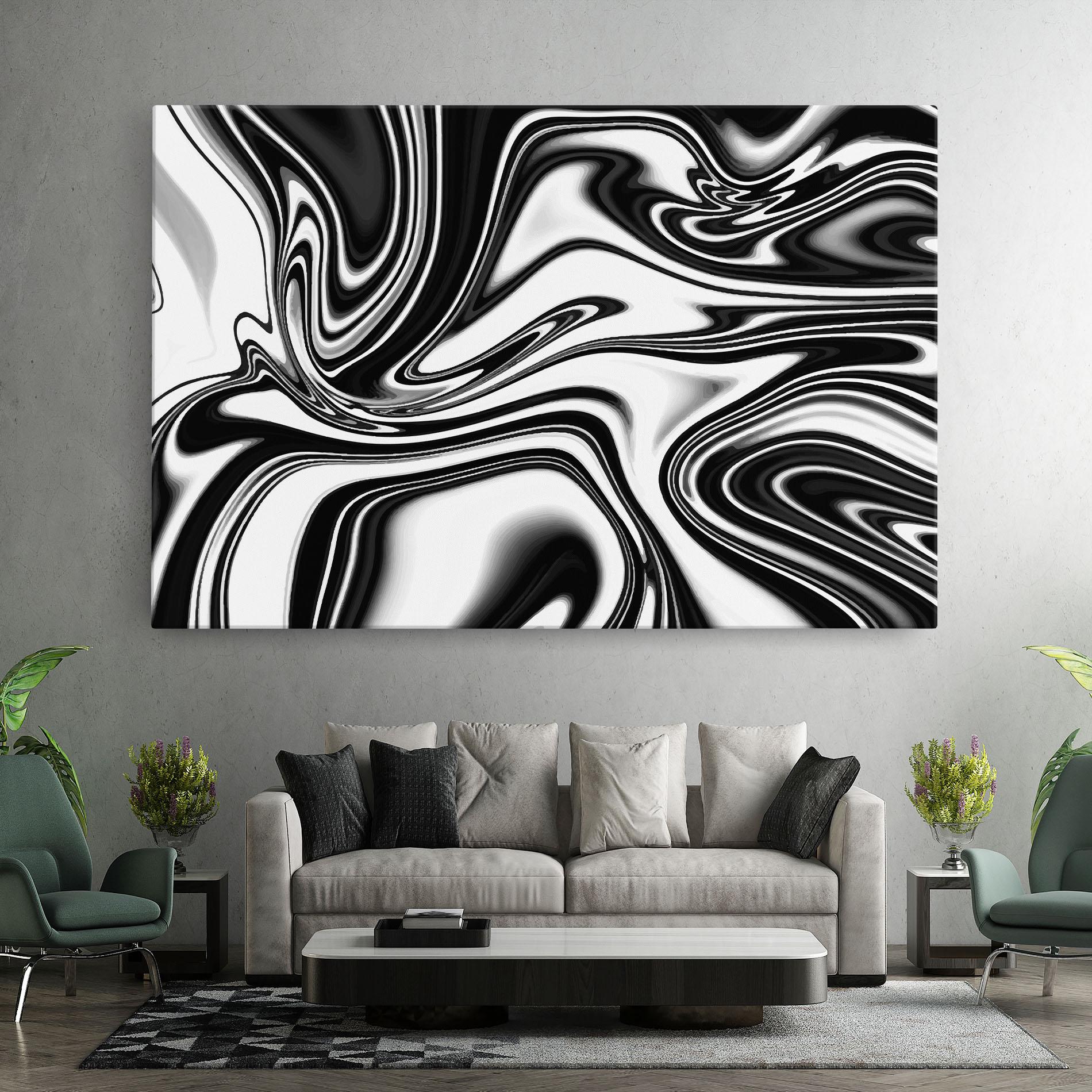 Leinwandbild Black White Liquid mockup 7
