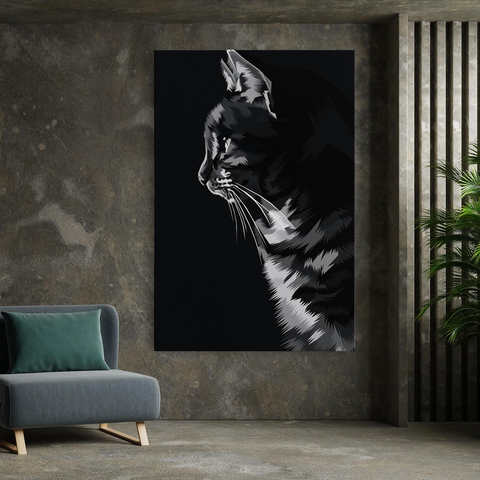 Leinwandbild Black Grey Cat mockup 7