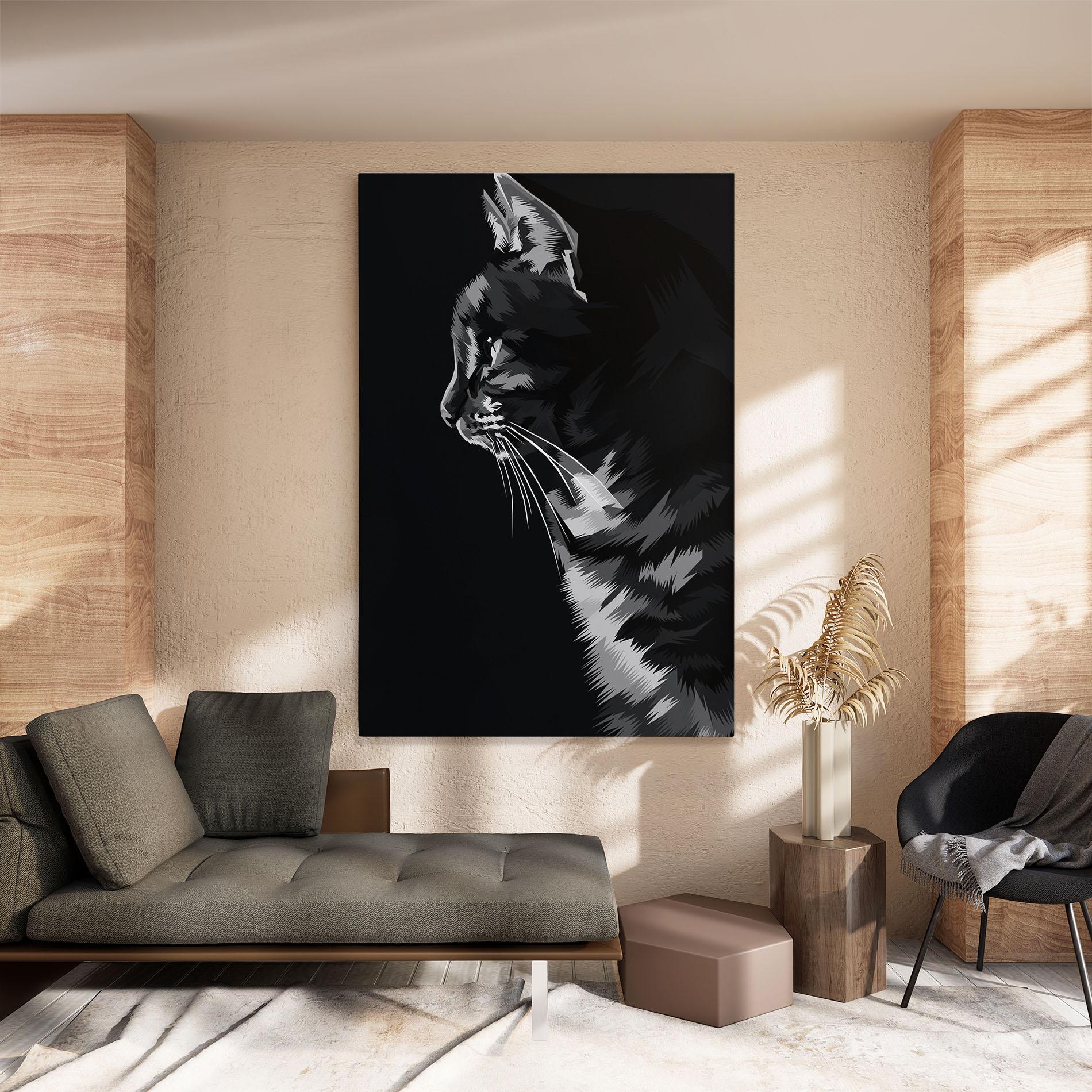 Leinwandbild Black Grey Cat mockup 8