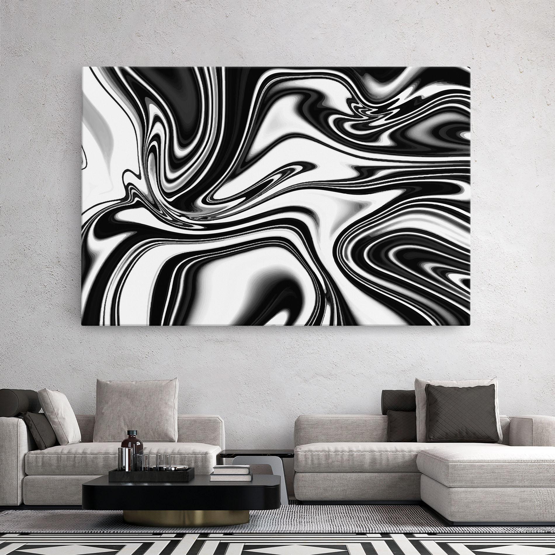 Leinwandbild Black White Liquid mockup 2