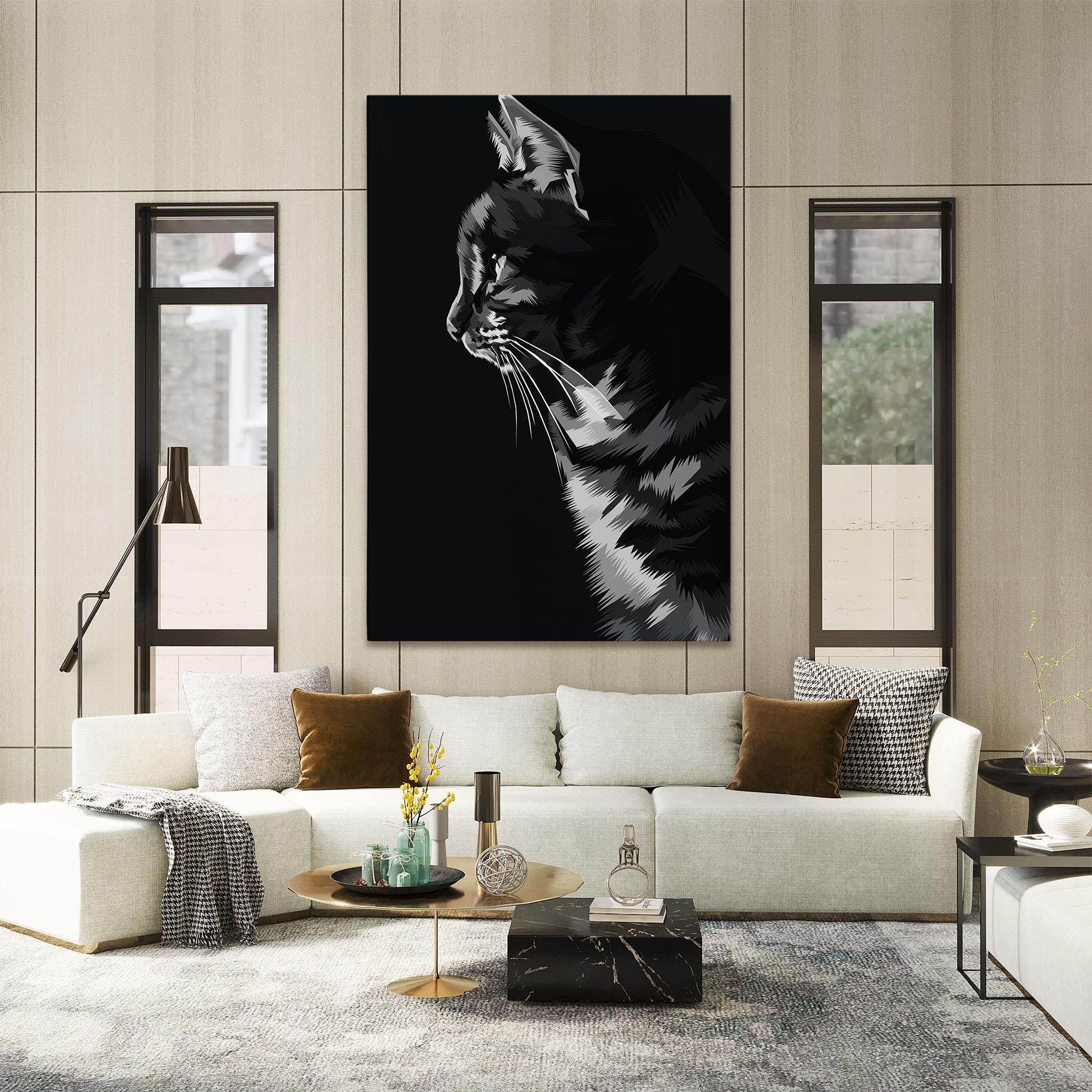 Leinwandbild Black Grey Cat mockup 2