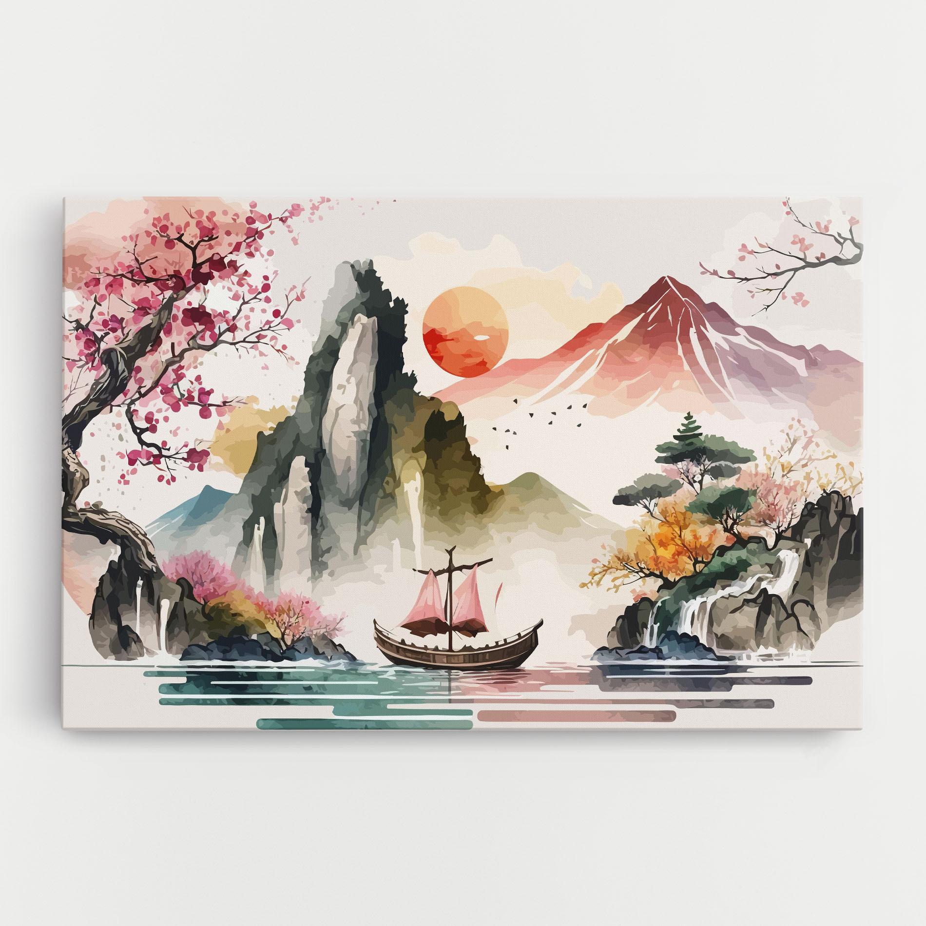 Leinwandbild Asian Orange Sunset mockup 0