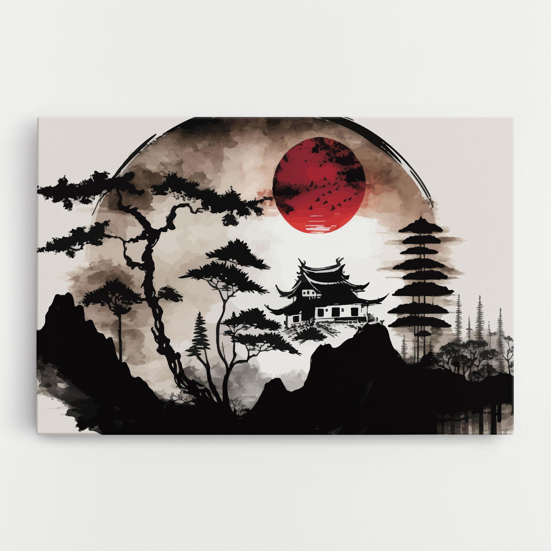 Leinwandbild Asian Red Moon mockup 0